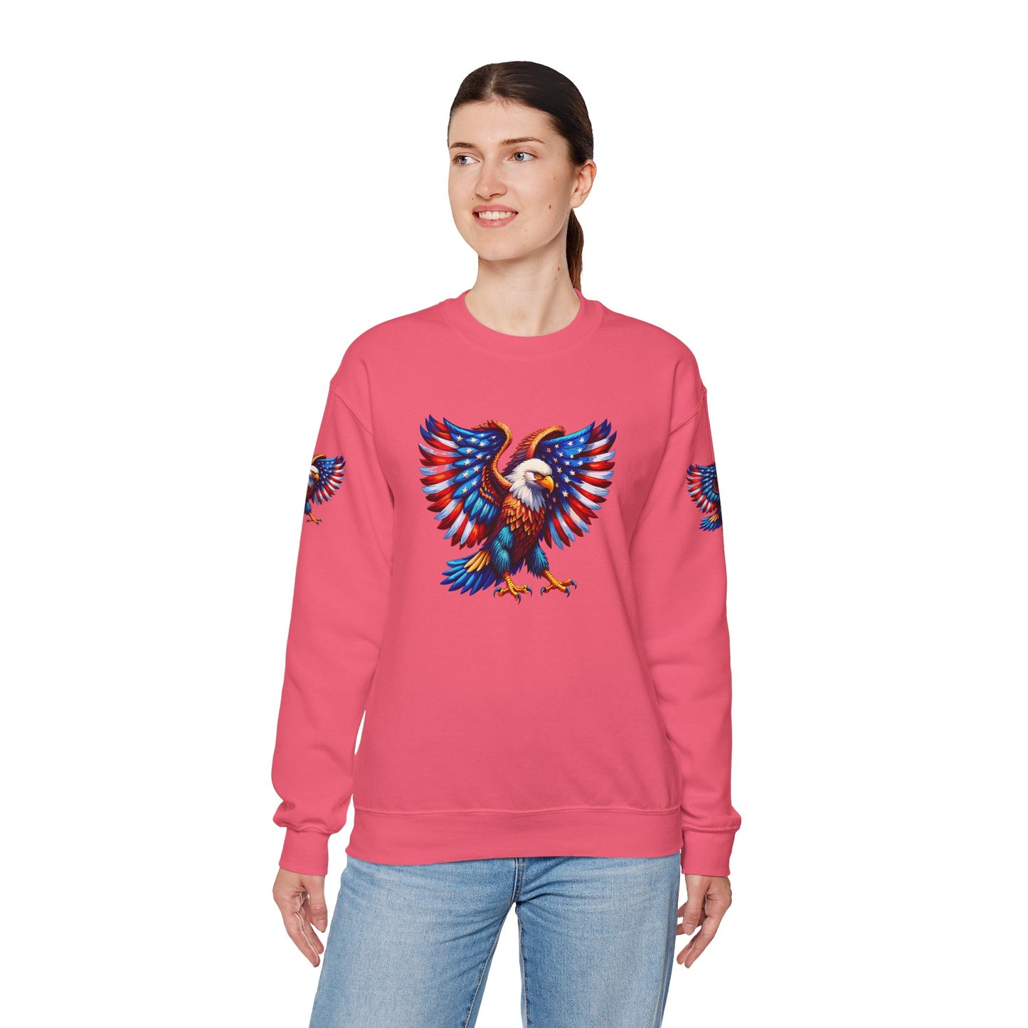 Princess Grace  Eagle Wings Unisex Crewneck Sweatshirt Patriotic Graphic Pullover