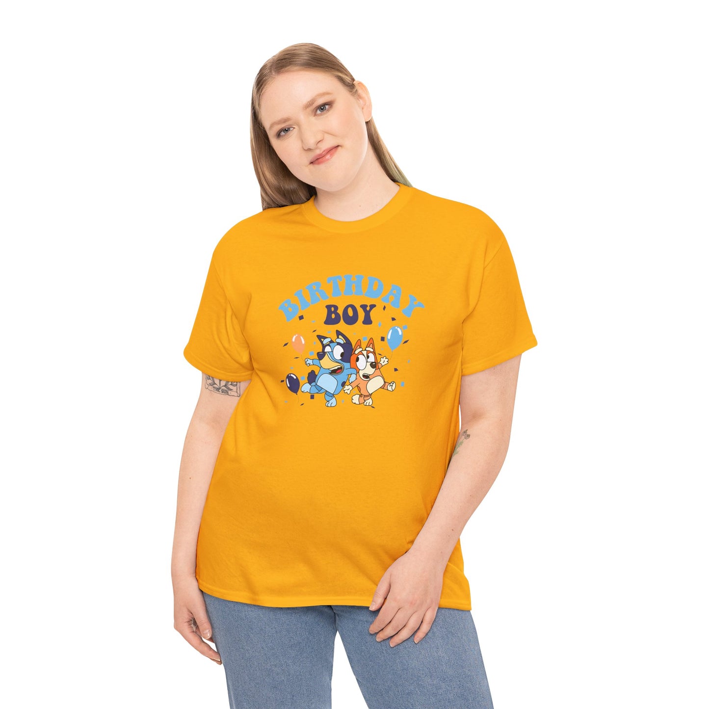 Princess Grace  Bluey  Birthday Boy Unisex Heavy Cotton Tee  Fun Celebration Shirt for Kids