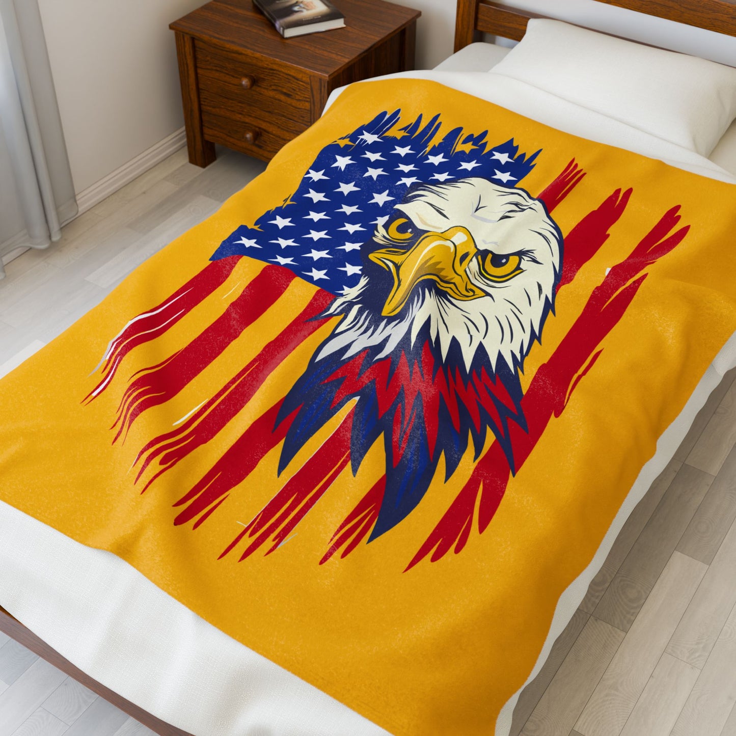 Princess Grace  Patriotic Eagle Velveteen Plush Blanket  Cozy USA Flag Throw for Independence Day