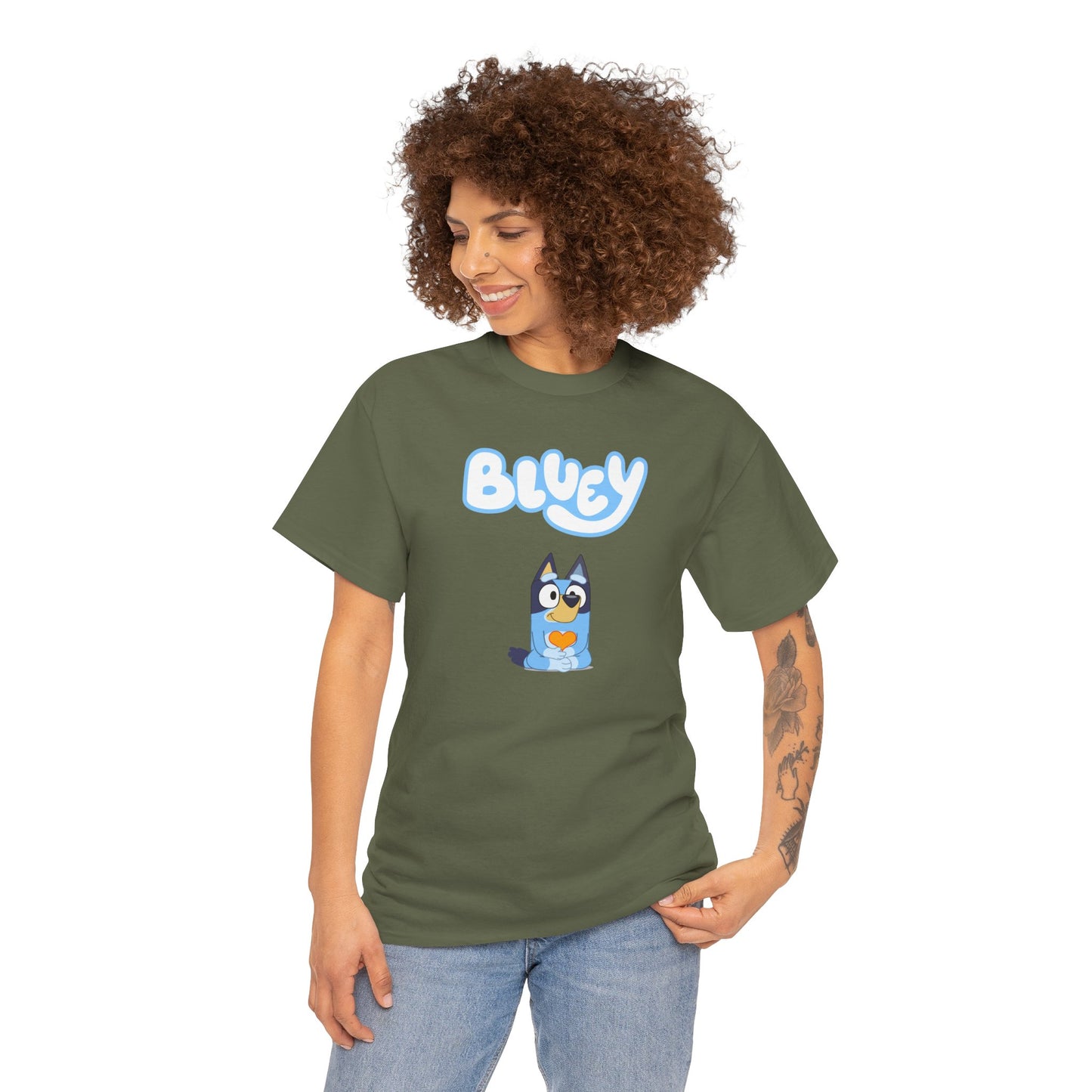 Princess Grace  Bluey Unisex Heavy Cotton Tee  Comfortable Cartoon T-Shirt for Kids and Adults