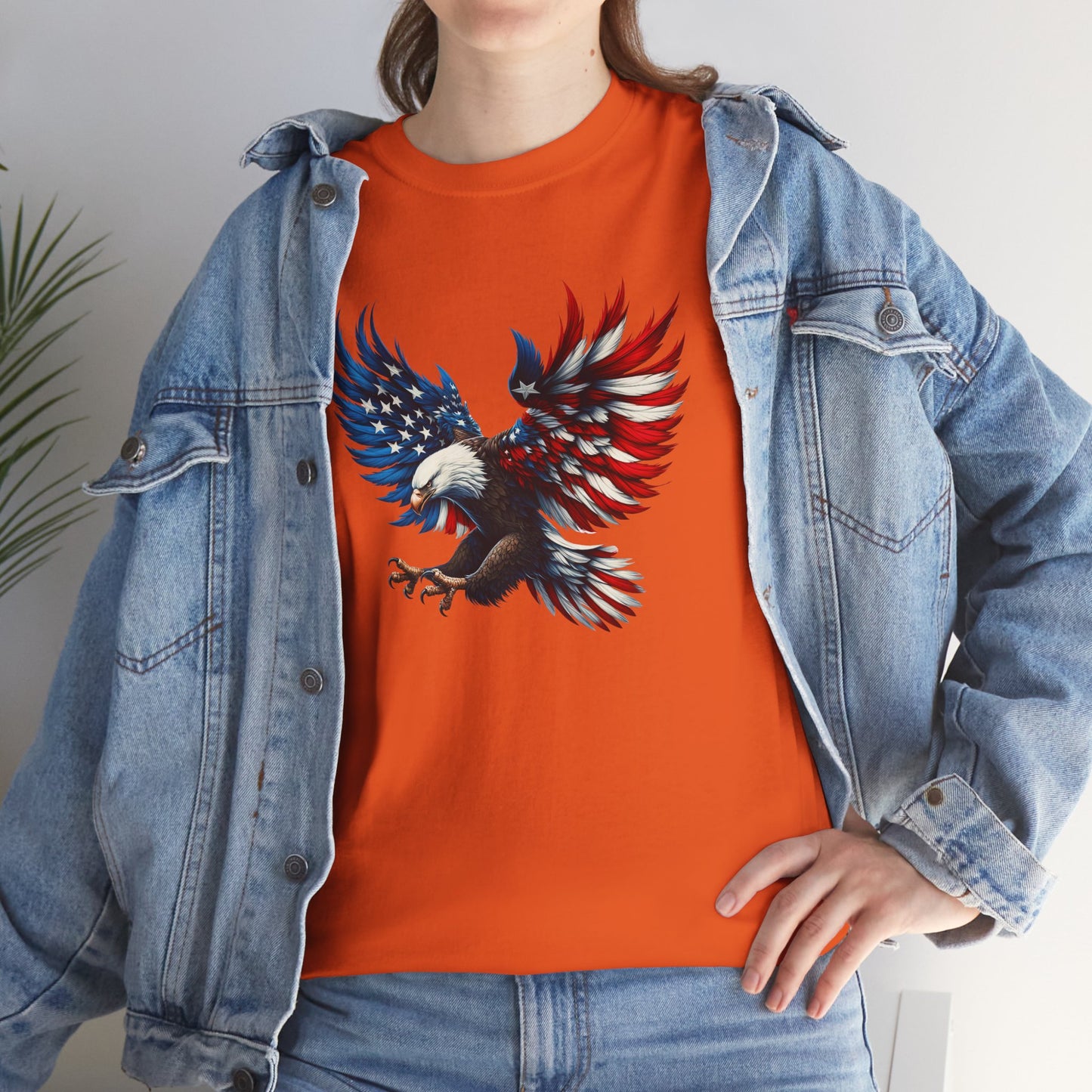 Princess Grace  Patriotic Eagle Unisex Heavy Cotton Tee  Bold USA Graphic Shirt