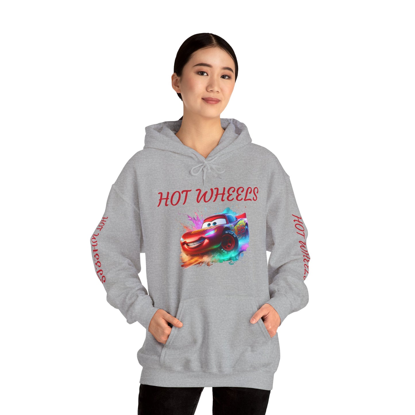 Princess Grace  Hot Wheels Unisex Heavy Blend Hooded Sweatshirt Fun and Colorful Racing Design