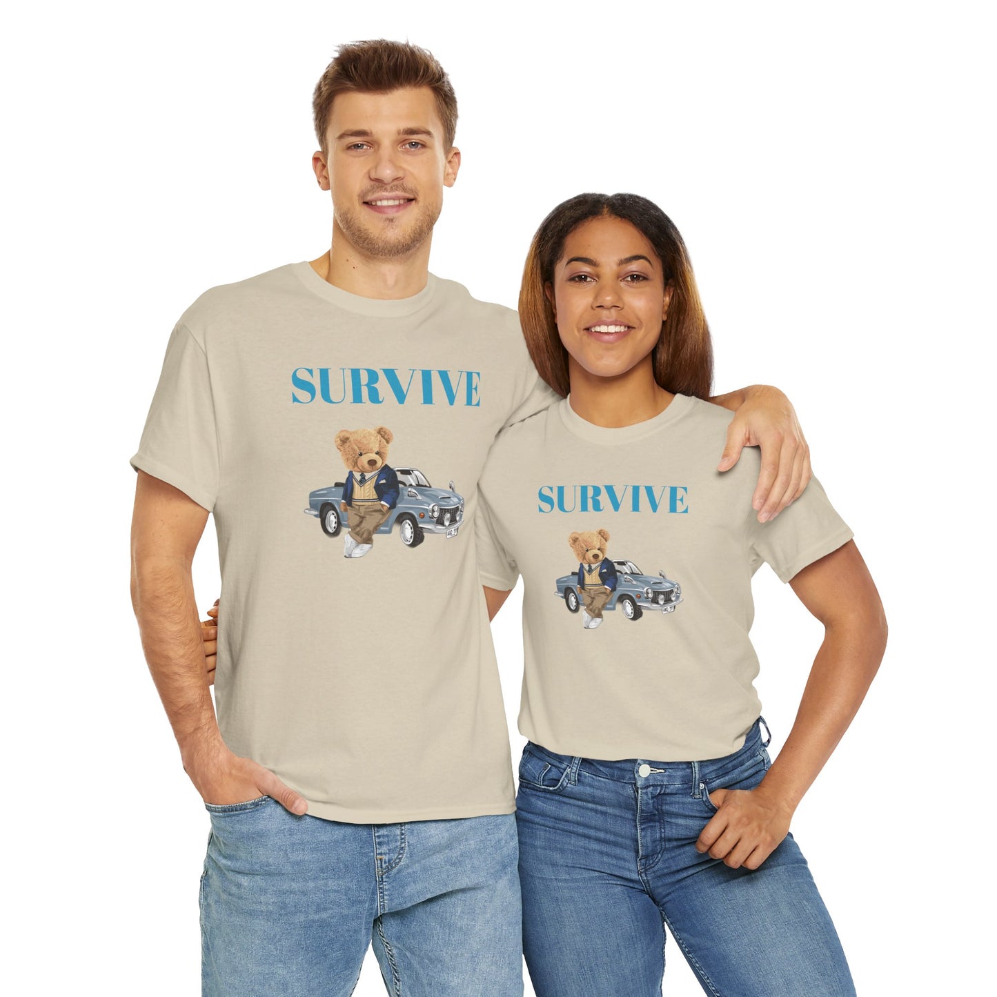 Princess Grace  Survive Bear Unisex Heavy Cotton Tee  Casual Comfort for Animal Lovers