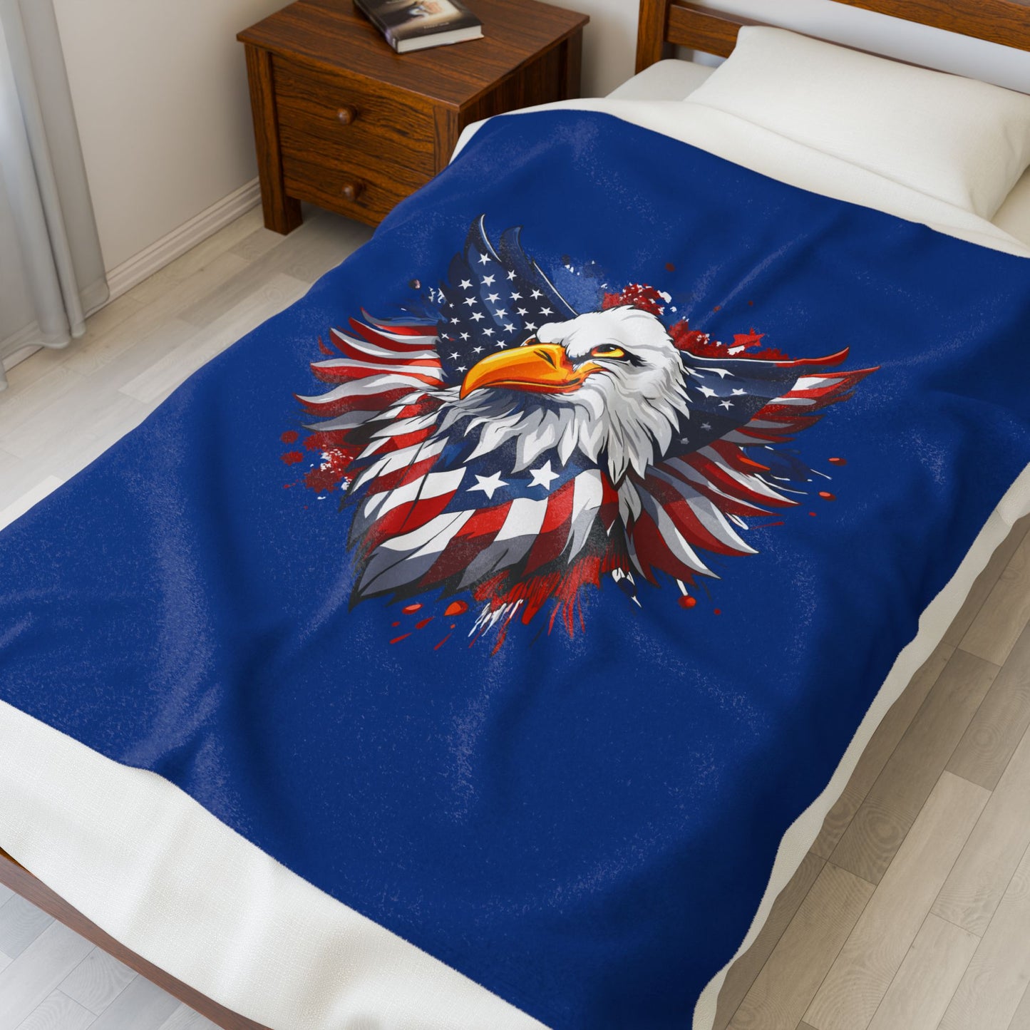 Princess Grace  American Eagle Velveteen Plush Blanket  Cozy Patriotic Decor for Home & Gifts