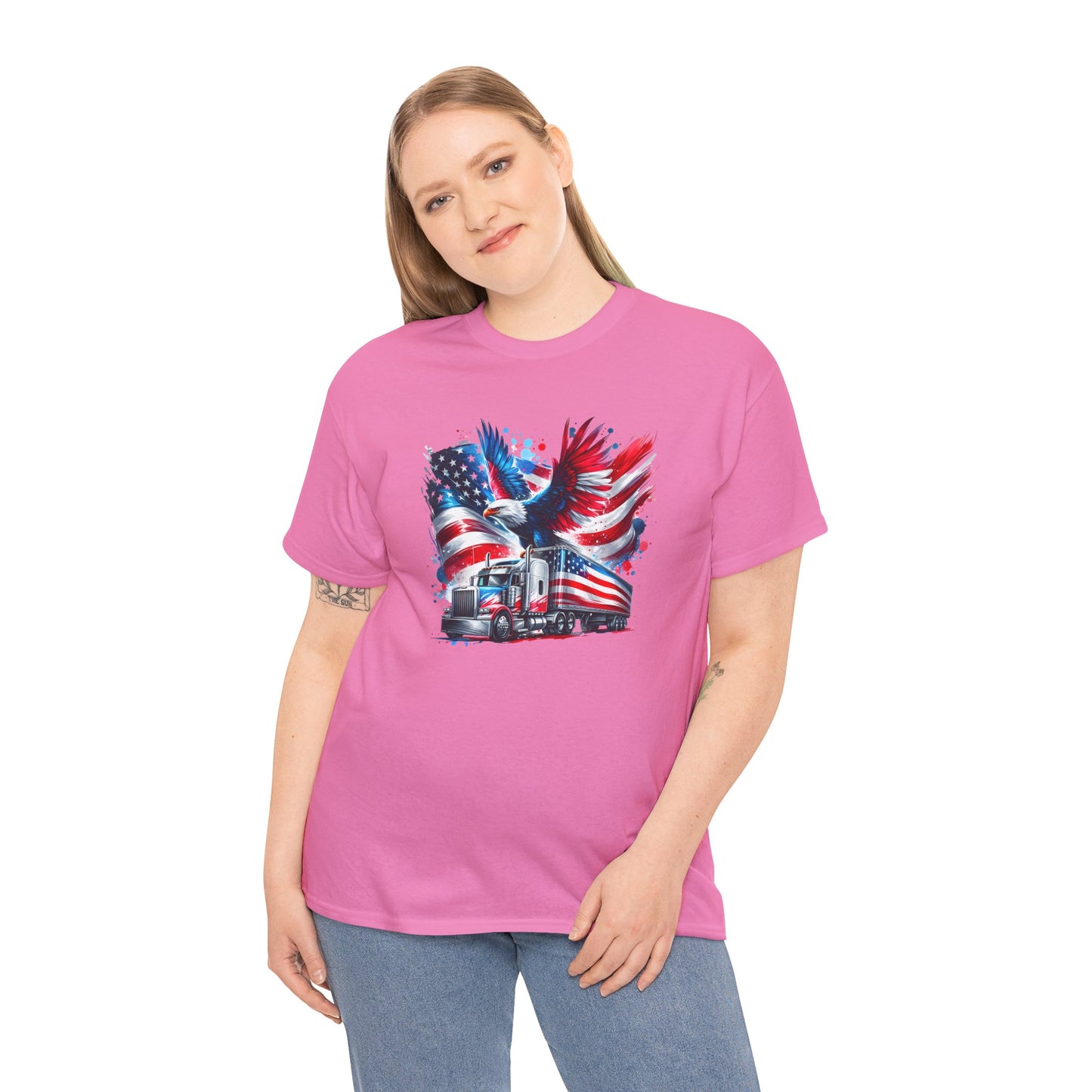 Princess Grace  Patriotic Eagle Truck Unisex Heavy Cotton Tee