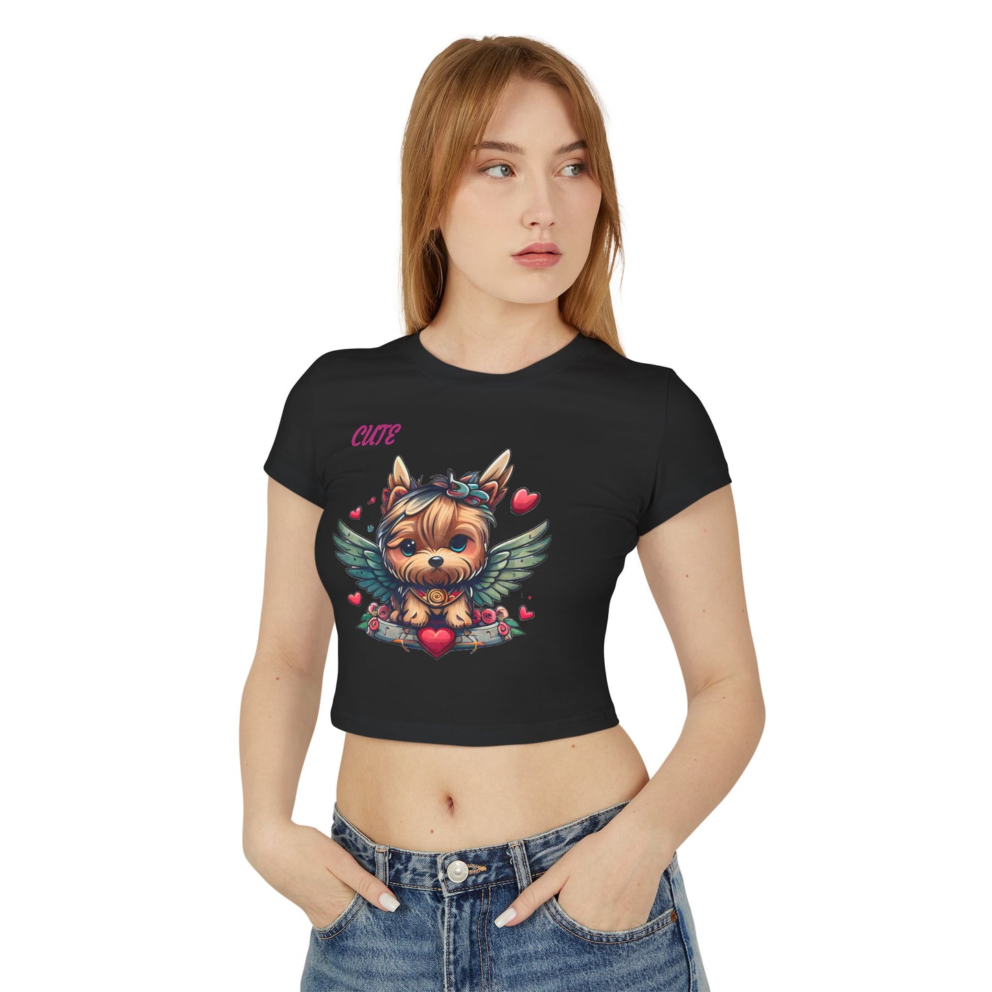 Princess Grace  Cute Dog Graphic Women's Baby Tee Perfect for Pet Lovers