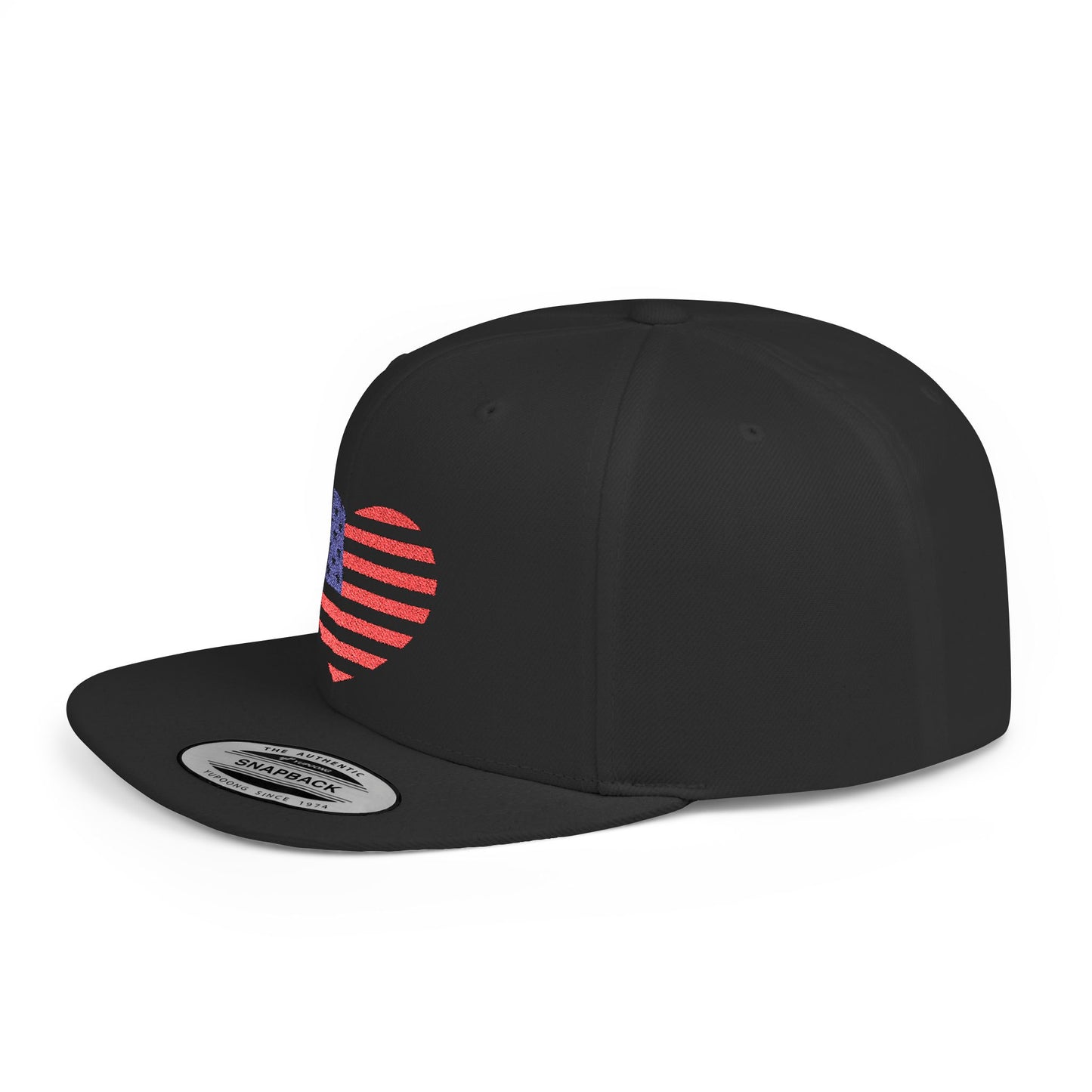 Princess Grace Patriotic Heart Flat Bill Snapback Cap