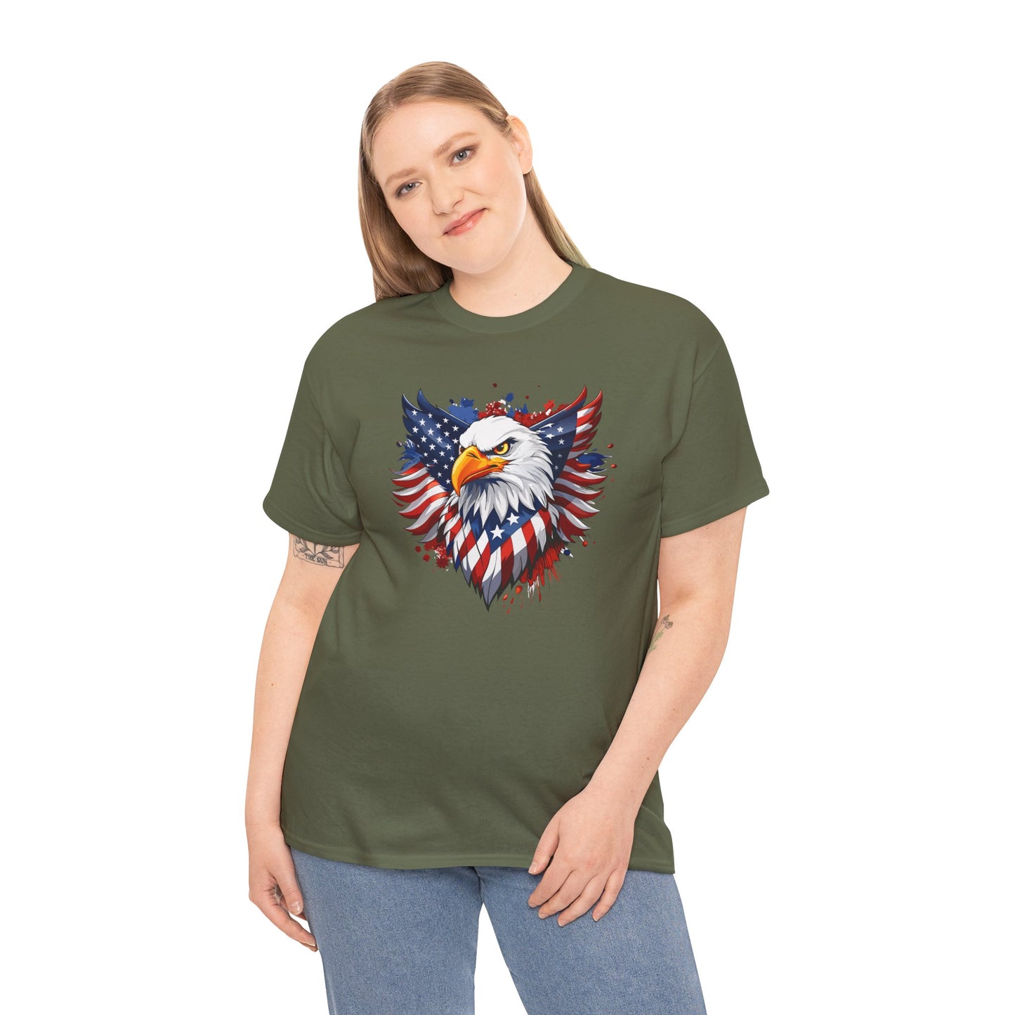 Princess Grace  Patriotic Eagle Graphic Tee Unisex Heavy Cotton T-Shirt