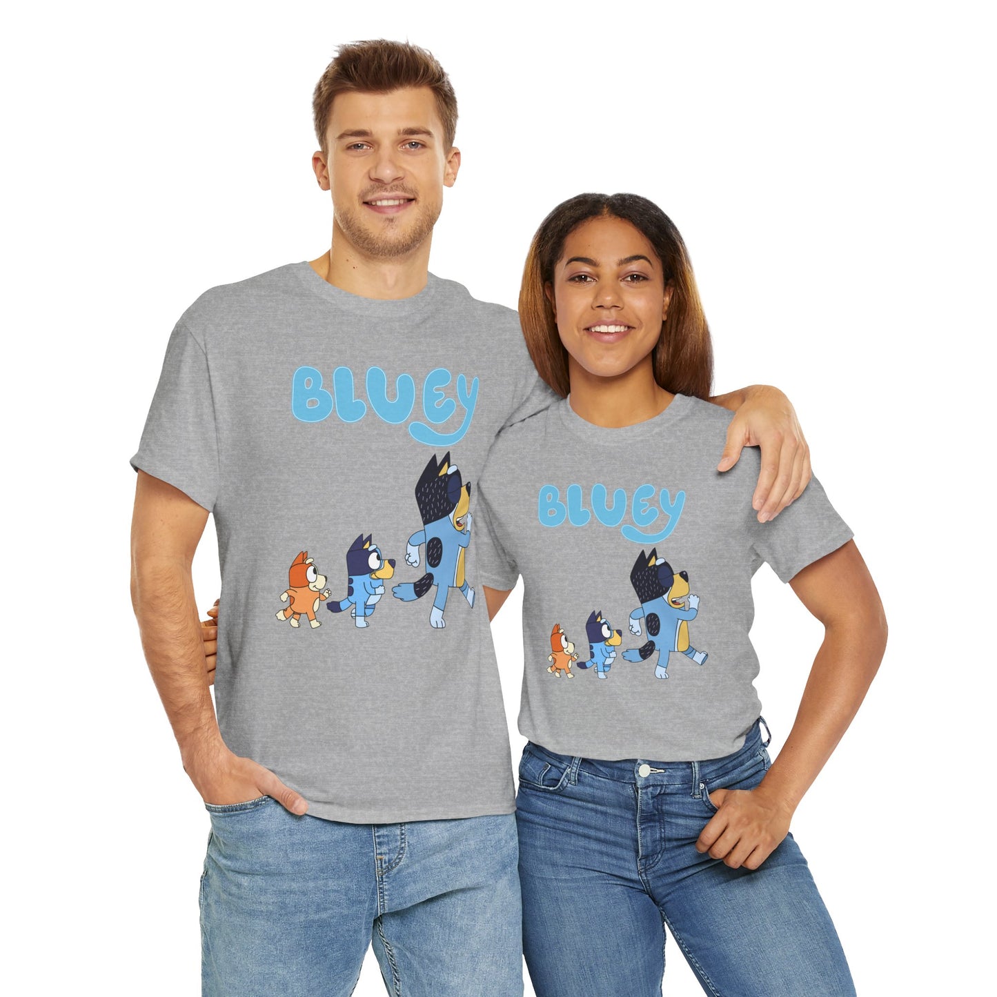 Princess Grace  Bluey Unisex Heavy Cotton Tee  Cute Cartoon T-Shirt for Kids and Adults
