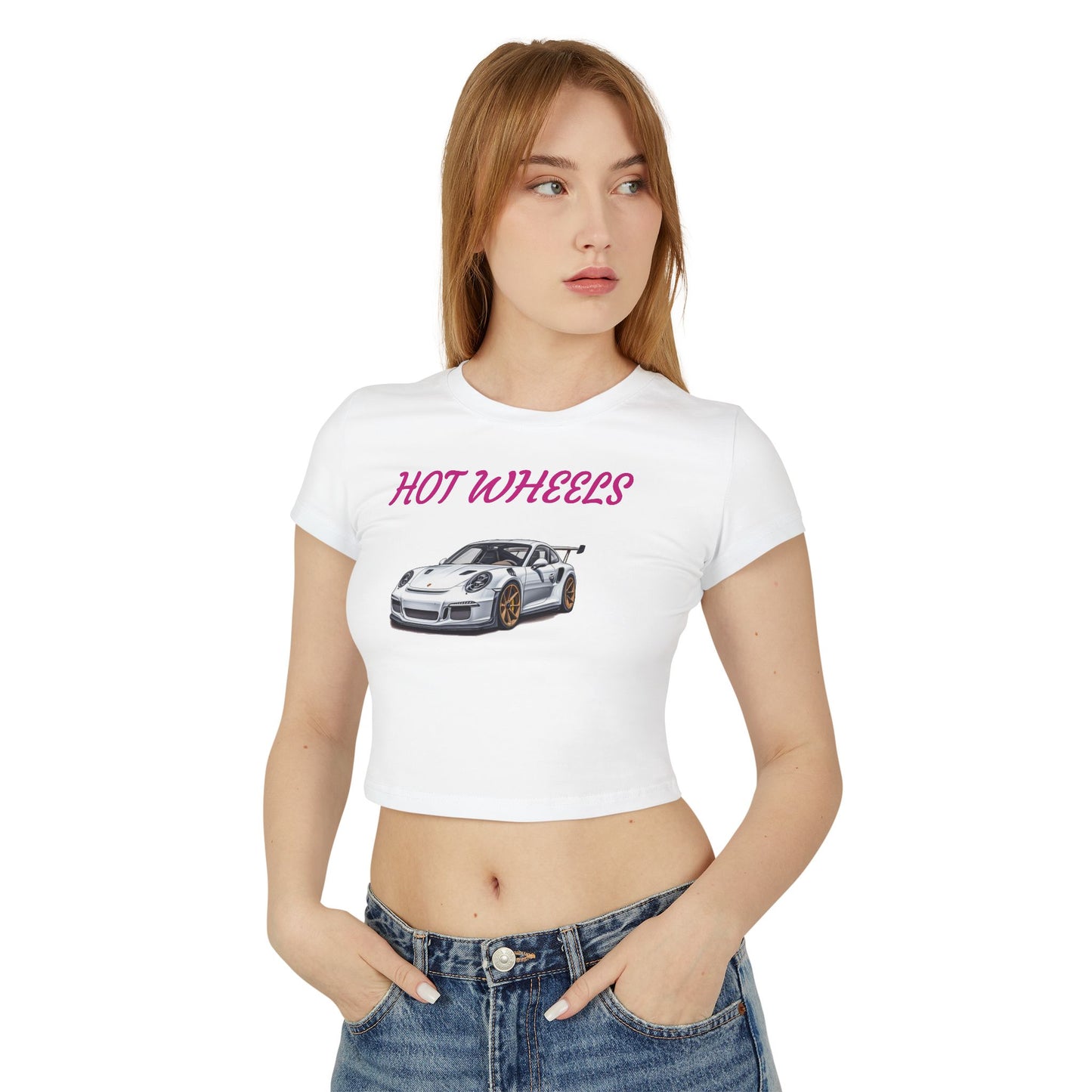 Princess Grace  Hot Wheels Women's Baby Tee Sporty Car Graphic Crop Top