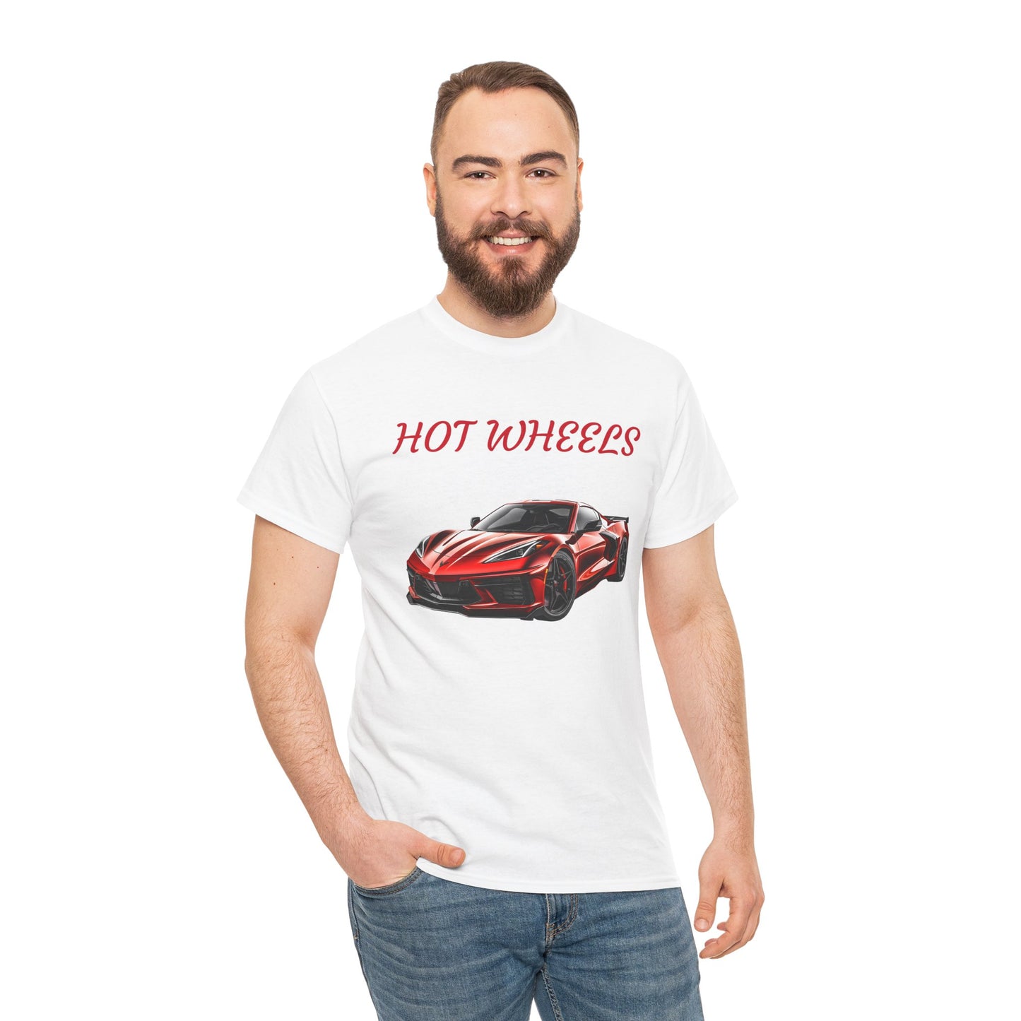 Princess Grace Red Corvette Unisex Heavy Cotton Tee Hot Wheels Racing Graphic Tee for Car Enthusiasts