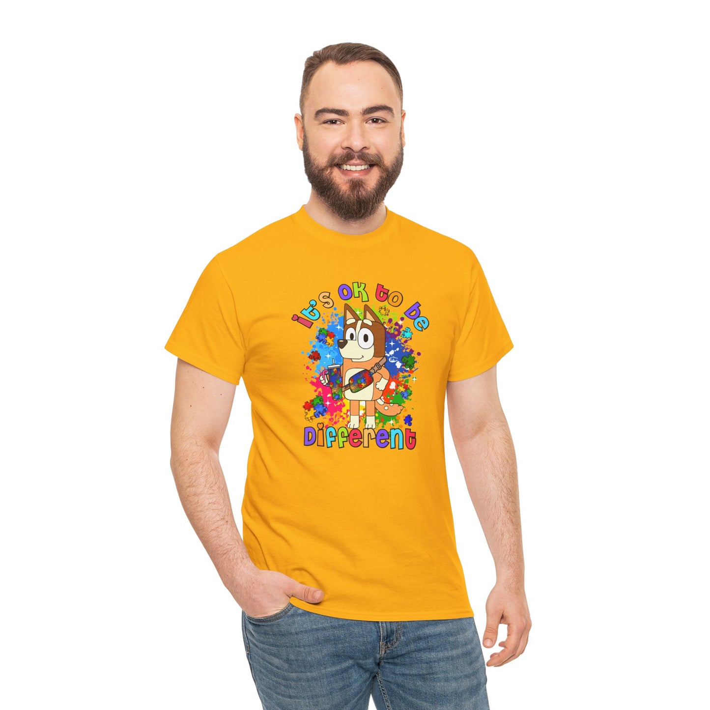 Princess Grace  Bluey Unisex Heavy Cotton Tee  "It's OK to Be Different" Colorful Graphic Tee