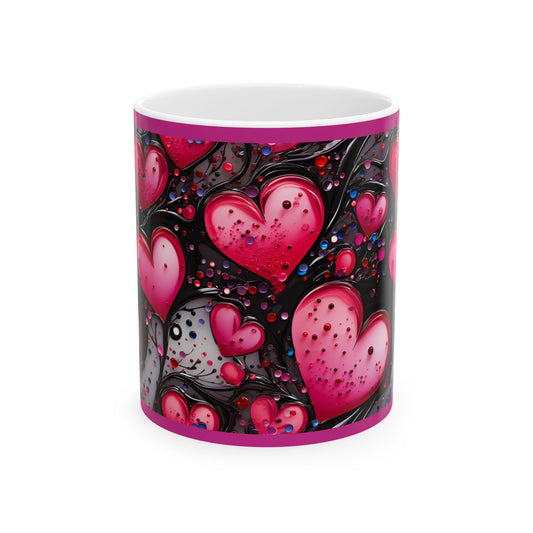 Princess Grace  Colorful Heart Design Ceramic Mug  Perfect for Valentine's Day