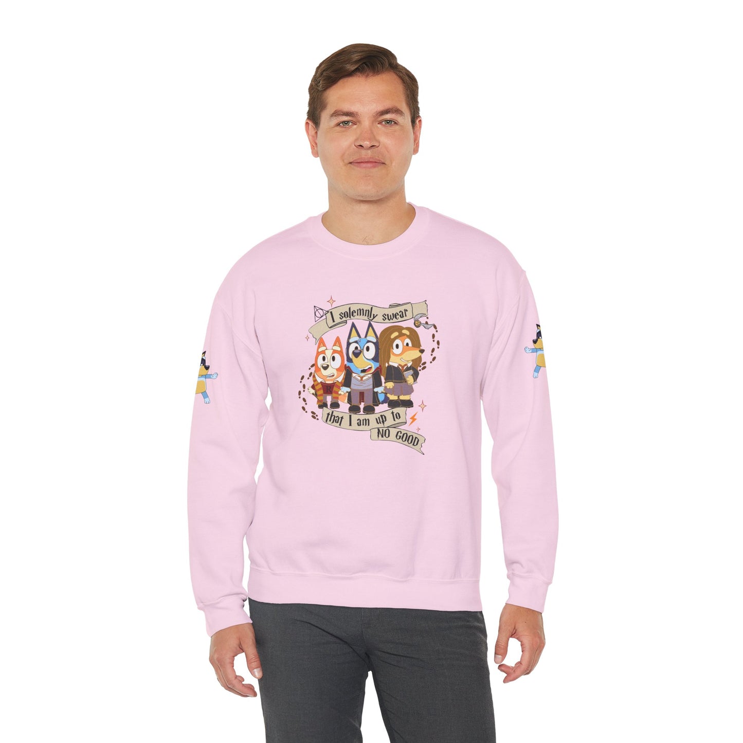 Princess Grace  Bluey  Unisex Funny Crewneck Sweatshirt  "I Solemnly Swear That I Am Up To No Good"  Perfect Gift for Family and Friends