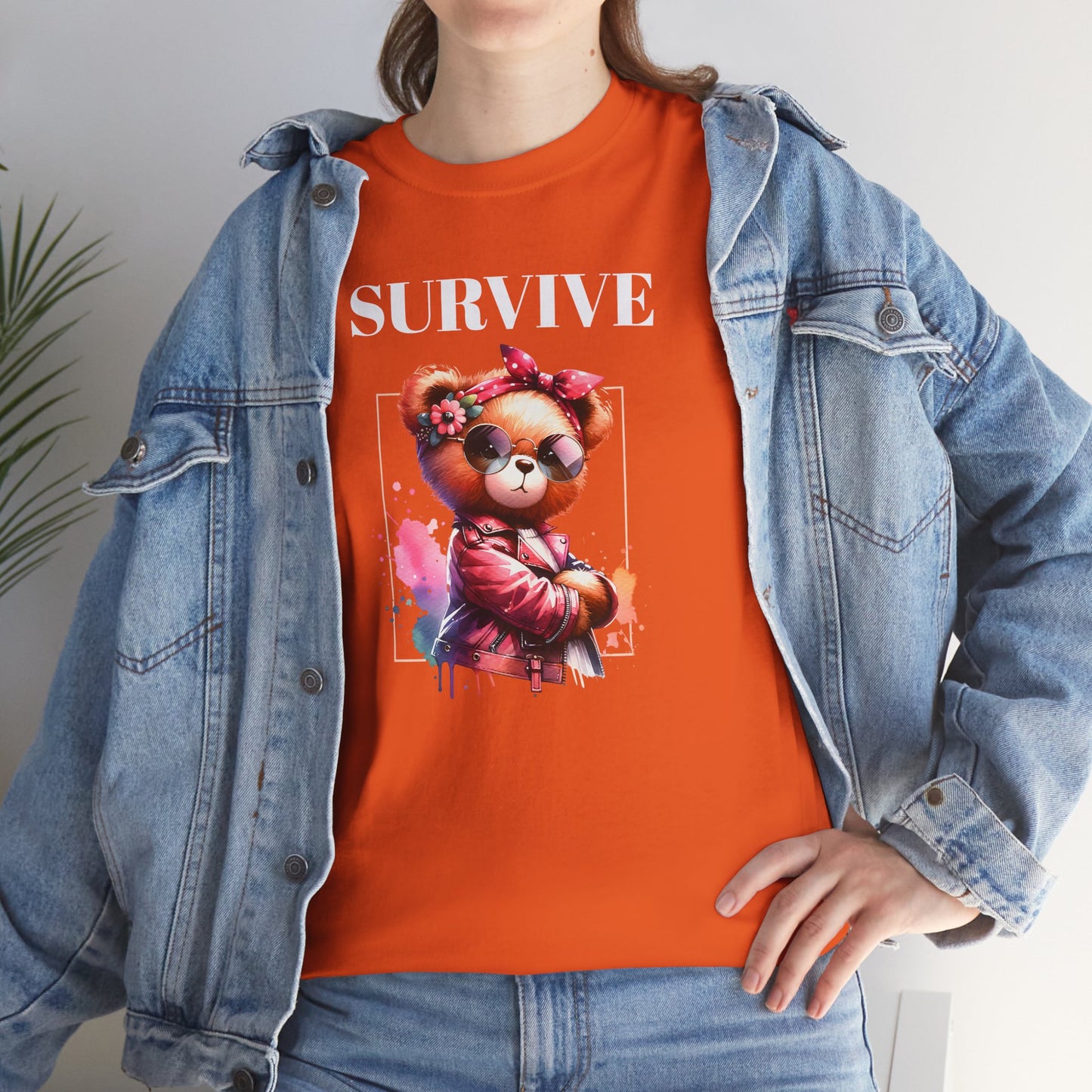 Princess Grace  Survive Bear Graphic Unisex Heavy Cotton Tee  Cute & Trendy T-Shirt