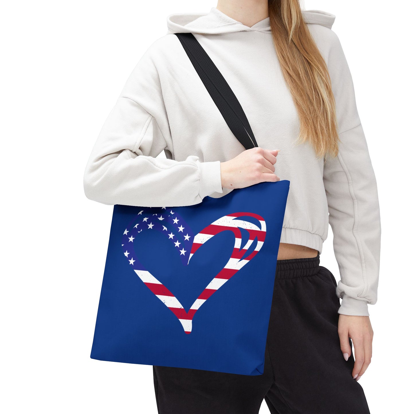 Princess Grace  Patriotic Love Tote Bag American Heart Design for Celebrations & Everyday Use