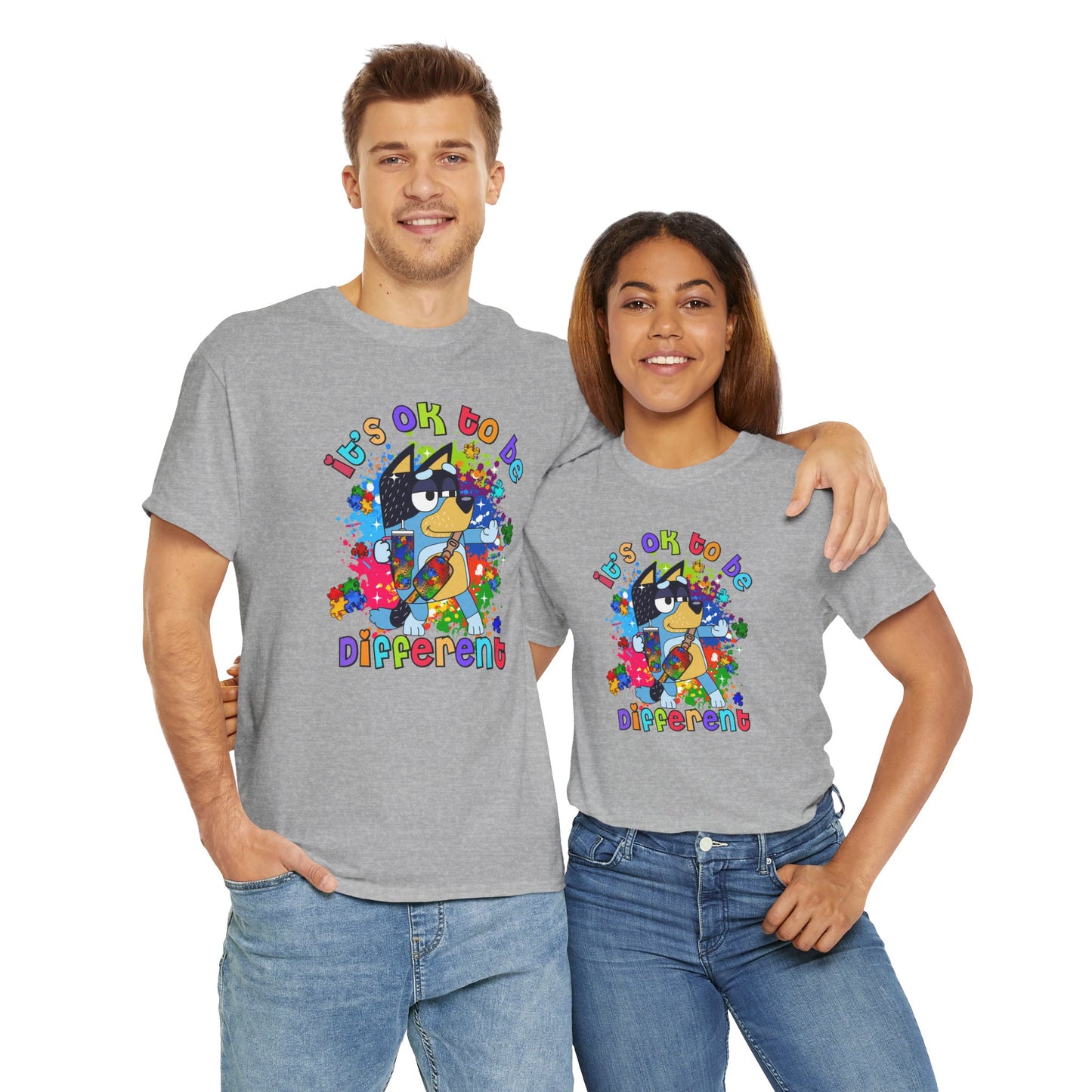 Princess Grace  Bluey  Unisex Heavy Cotton Tee  "It's OK to Be Different" - Colorful Graphic T-Shirt for Self-Expression