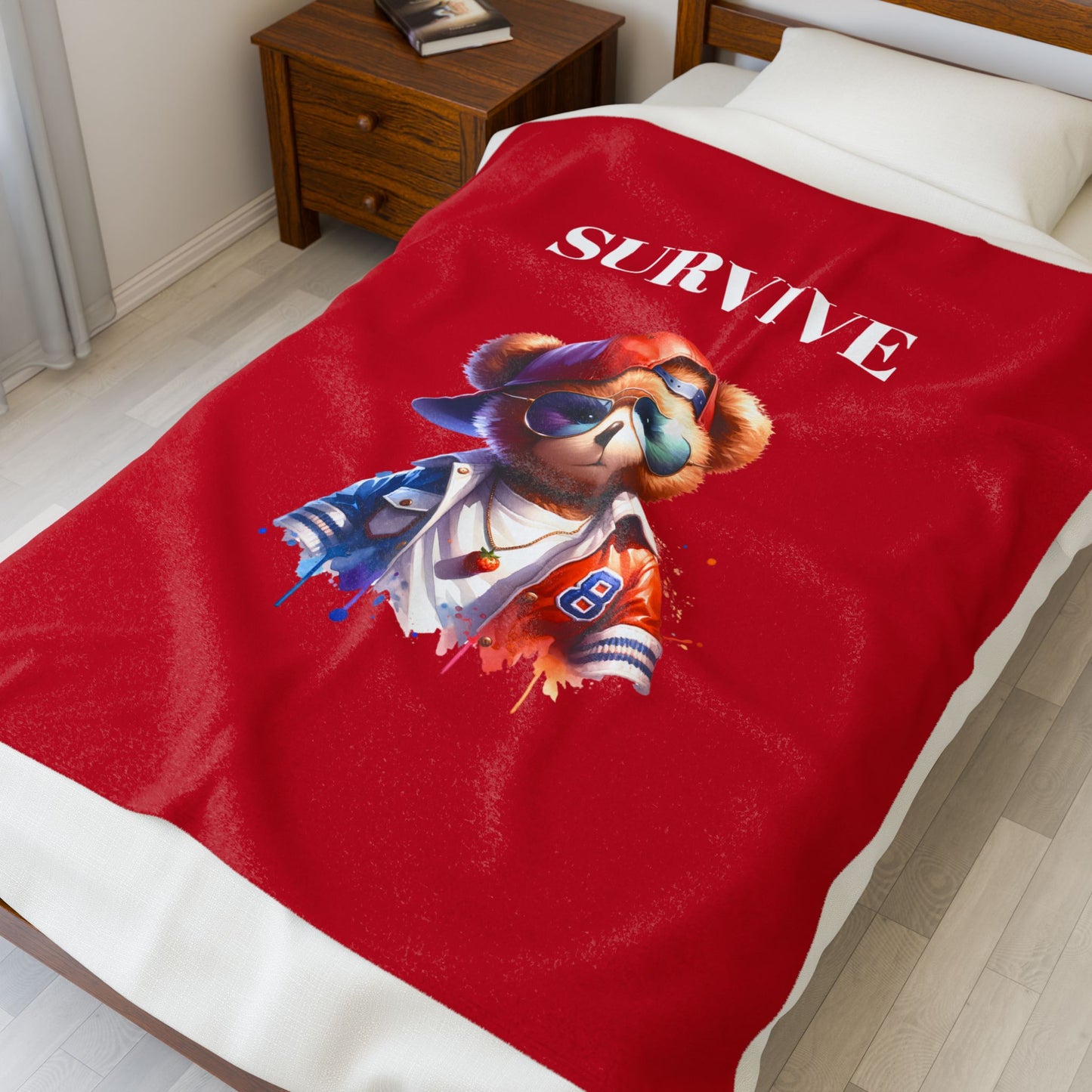 Princess Grace  Cozy Survive Bear Velveteen Plush Blanket