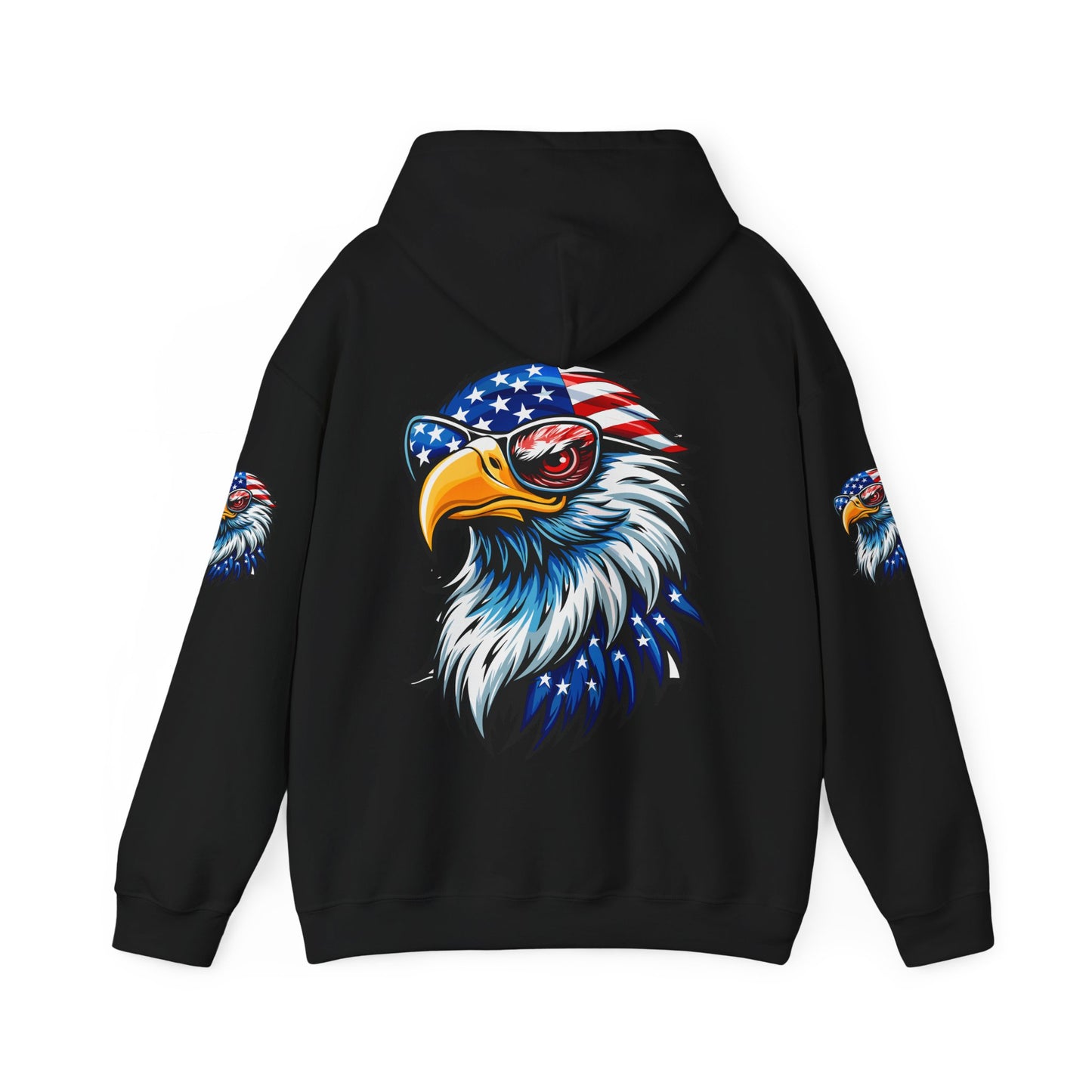 Princess Grace  Patriotic Eagle Hoodie  Unisex Heavy Blend  Sweatshirt with USA Flag Design