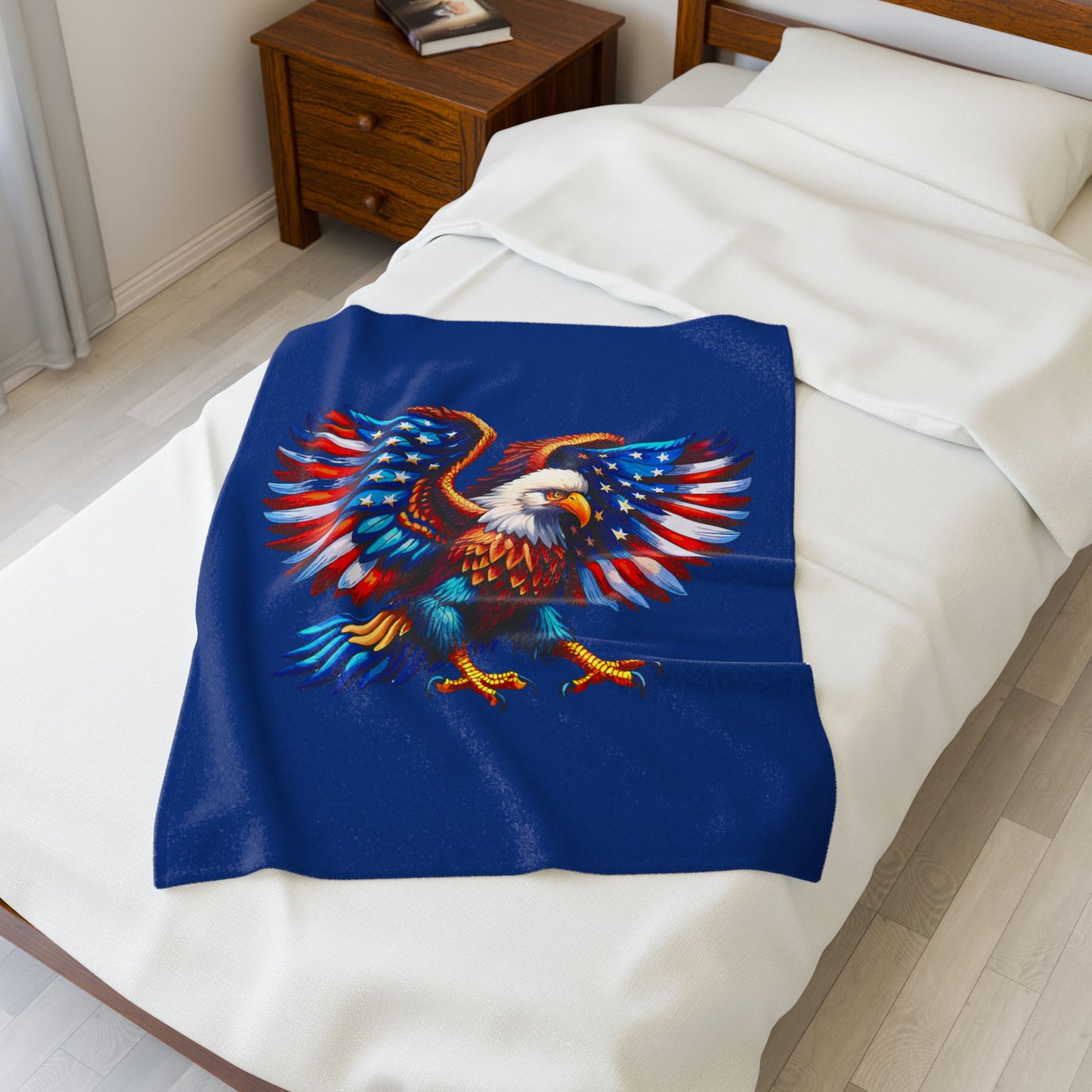 Princess Grace  Patriotic Eagle Velveteen Plush Blanket  Comfortable Soft Throw for Independence Day and Outdoor Events