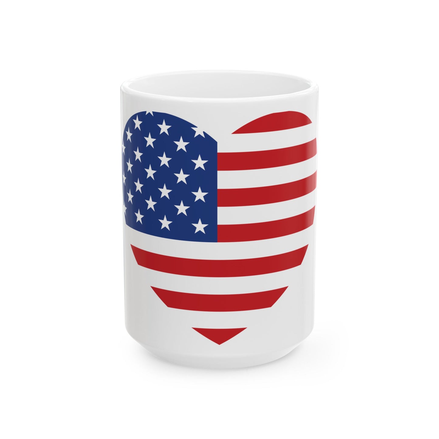 Princess Grace  Patriotic Heart Ceramic Mug  American Flag Design  11oz & 15oz