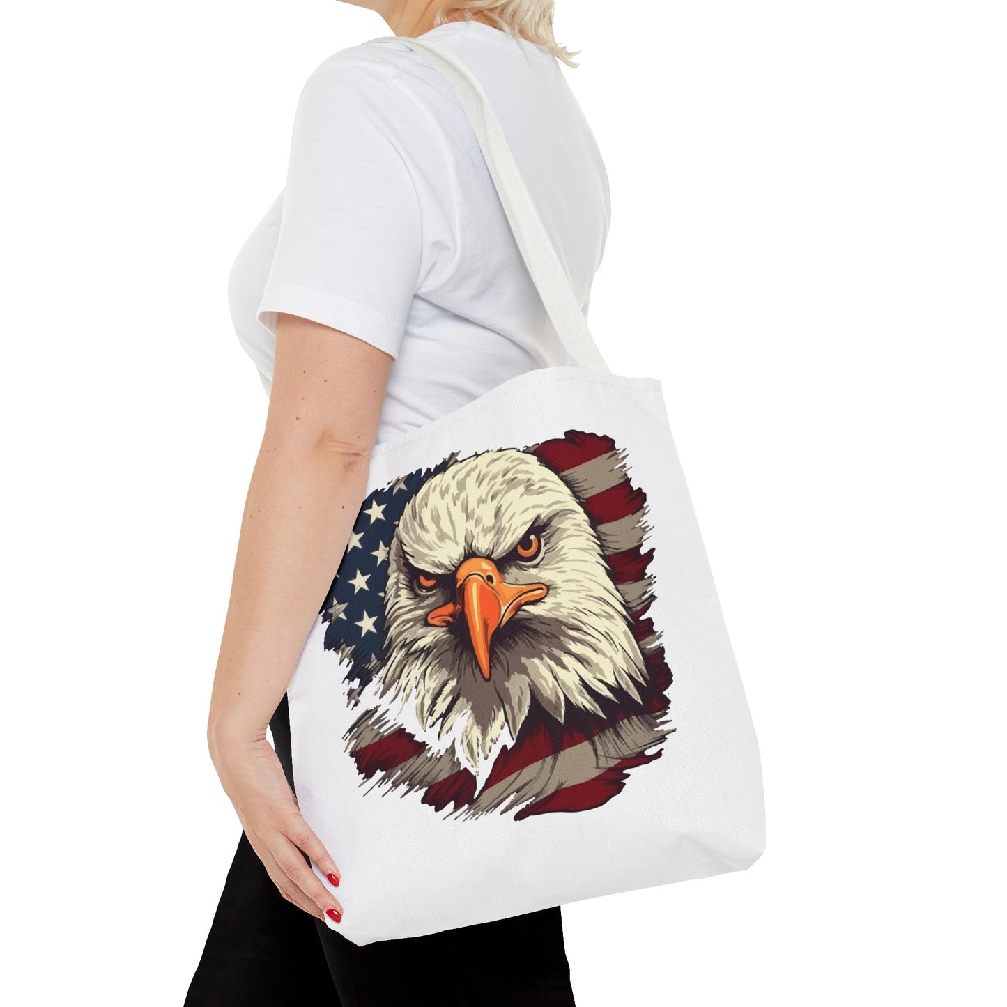 Princess Grace  Patriotic Eagle Tote Bag American Flag Design for Independence Day and Everyday Use