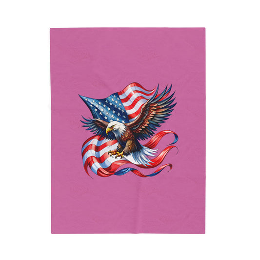 Princess Grace  Patriotic Eagle Velveteen Plush Blanket  Cozy Americana Decor