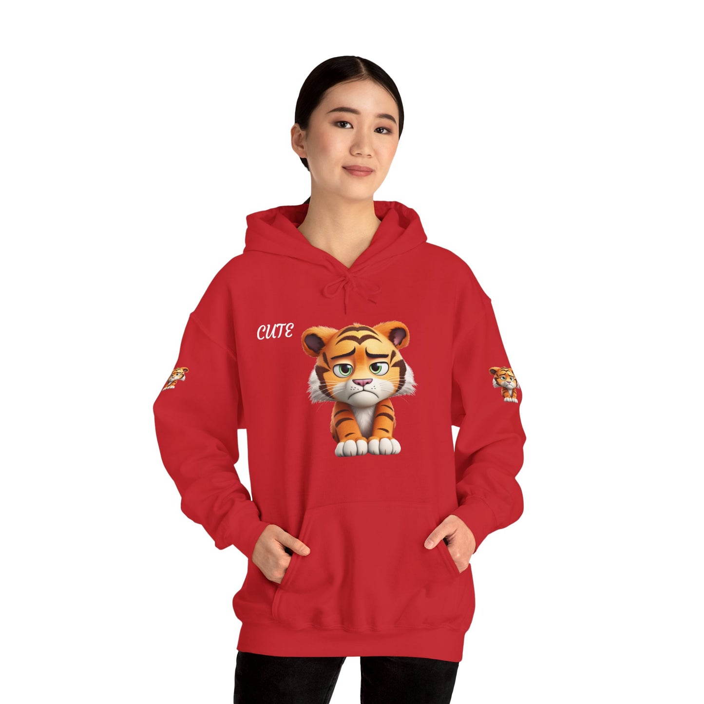 Princess Grace RED Cute Tiger Graphic Unisex Hoodie Heavy Blend Sweatshirt