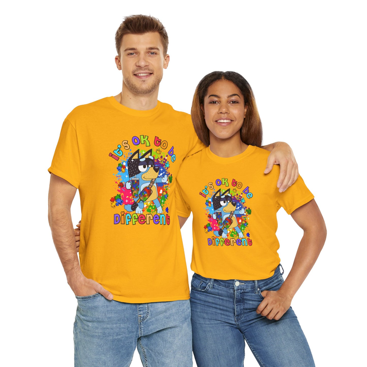 Princess Grace  Bluey  Unisex Heavy Cotton Tee  "It's OK to Be Different" - Colorful Graphic T-Shirt for Self-Expression