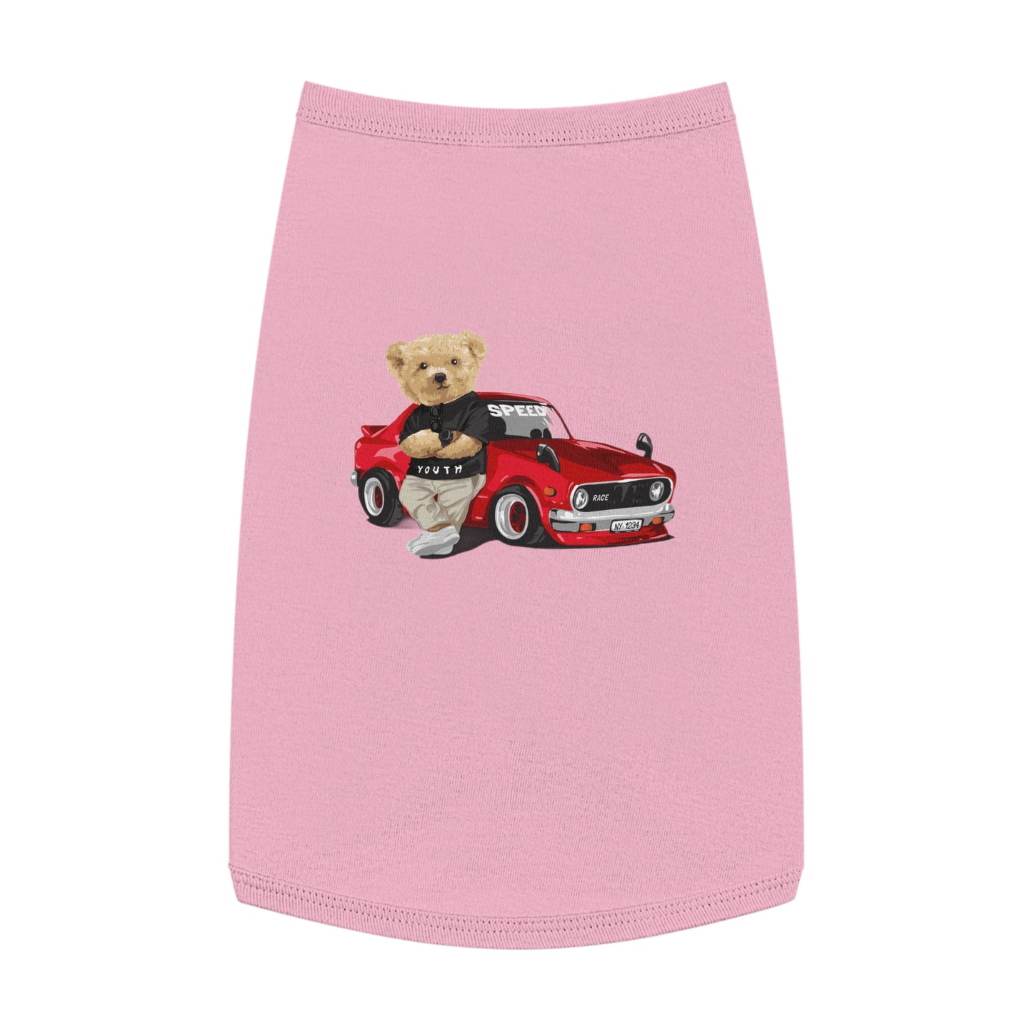 Princess CUTE Pet Tank Top with Racing Bear Graphic  Perfect for Playful Pets