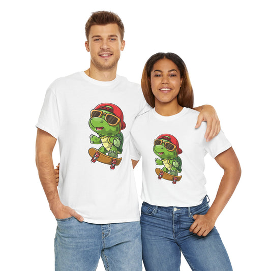 Princess Grace  Cool Skateboarding Turtle Unisex Heavy Cotton Tee