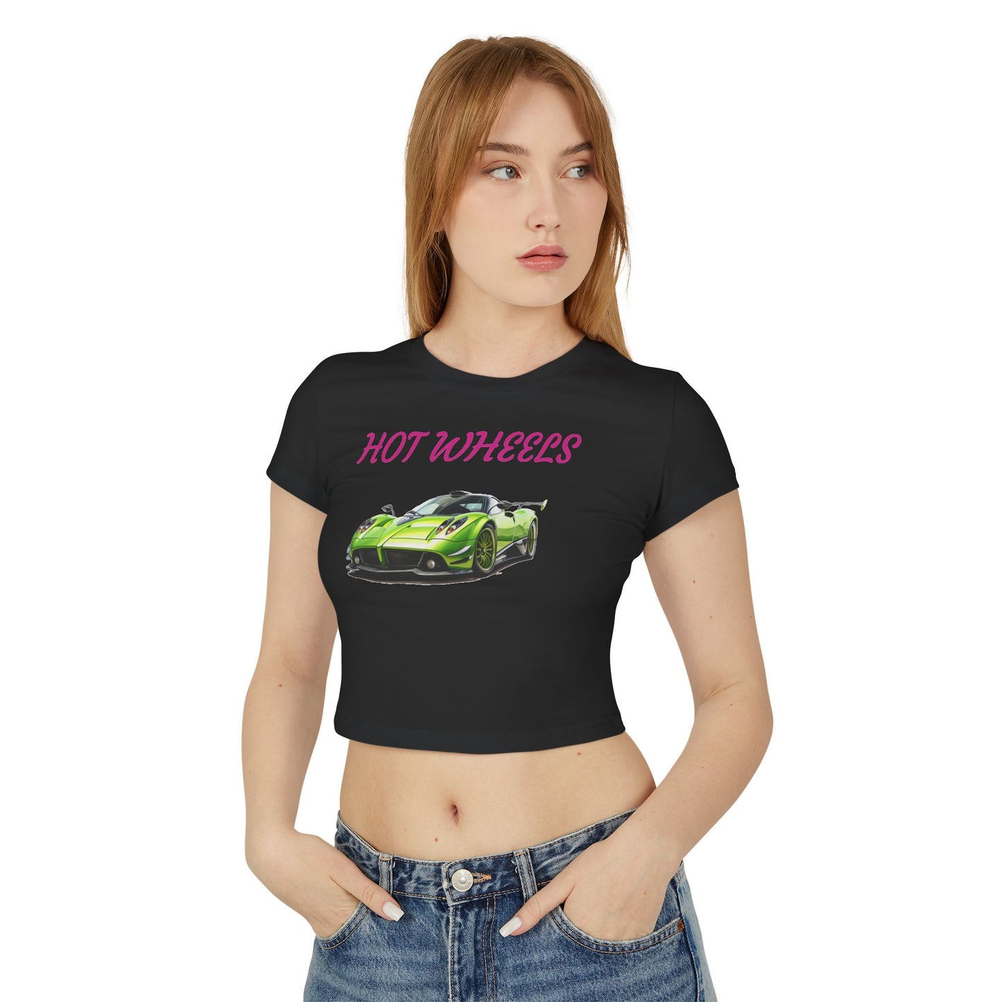 Princess Grace Hot Wheels Women's Baby Tee Sporty Graphic Tee for Car Enthusiasts