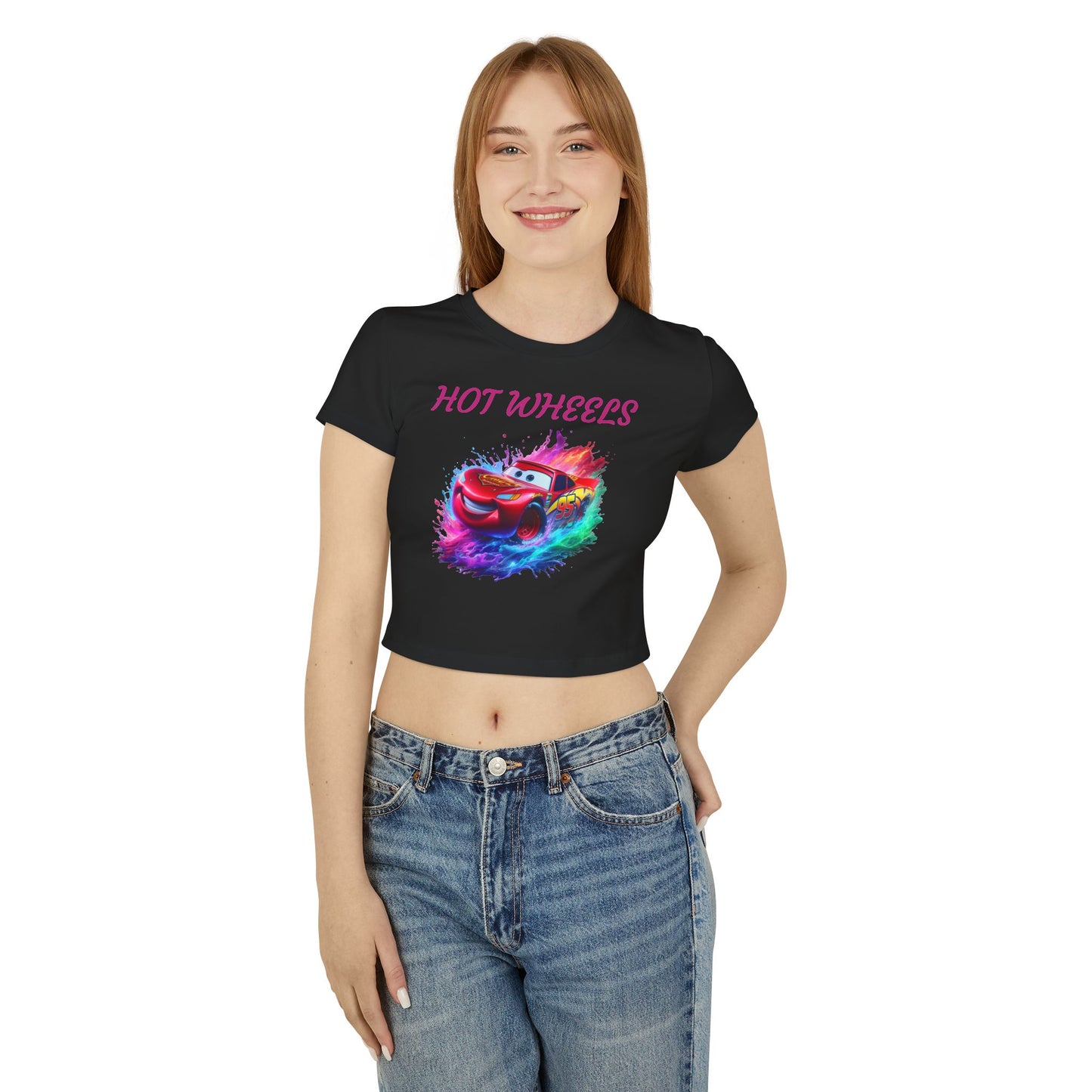 Princess Grace  Hot Wheels Women's Baby Tee Colorful Lightning McQueen Shirt