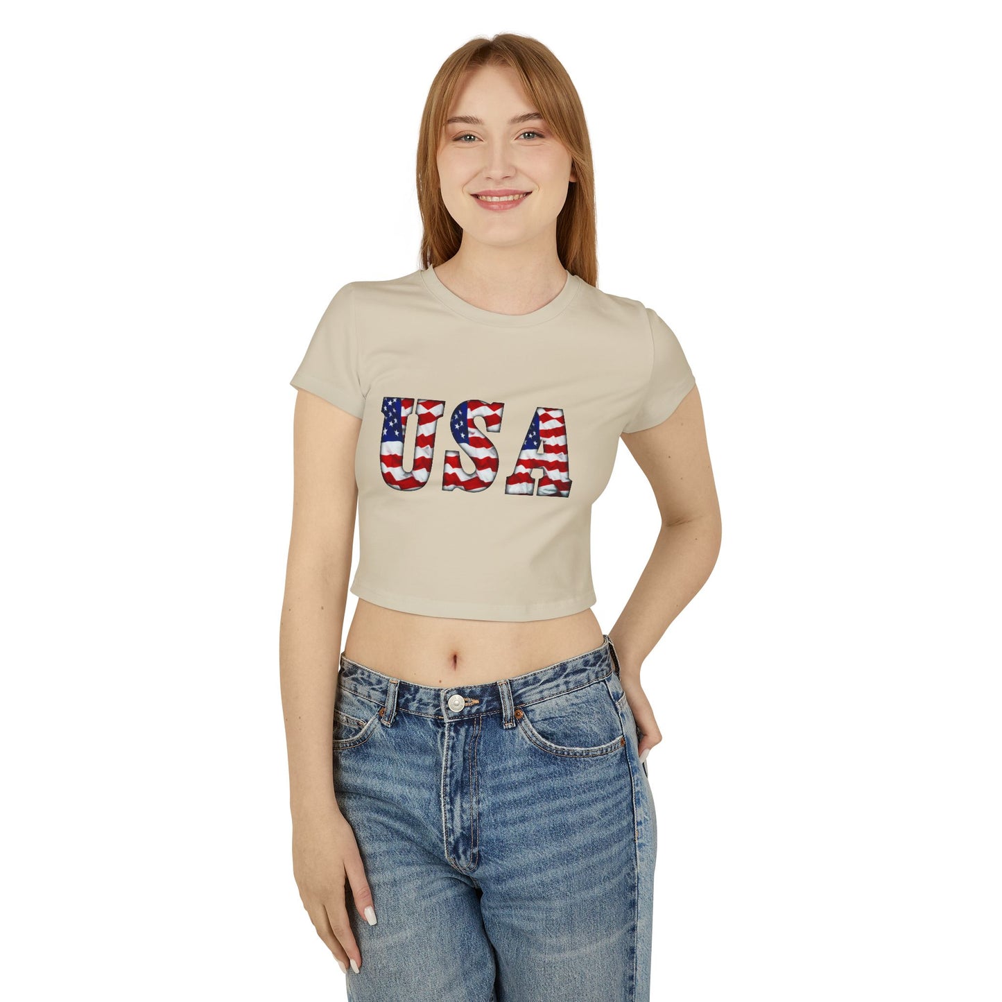 Princess Grace  Patriotic USA Women's Baby Tee Celebrate Independence Day & Summer Vibes