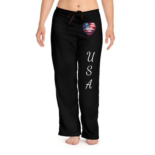 Princess Grace  Patriotic  Pajama Pants with USA Heart Design