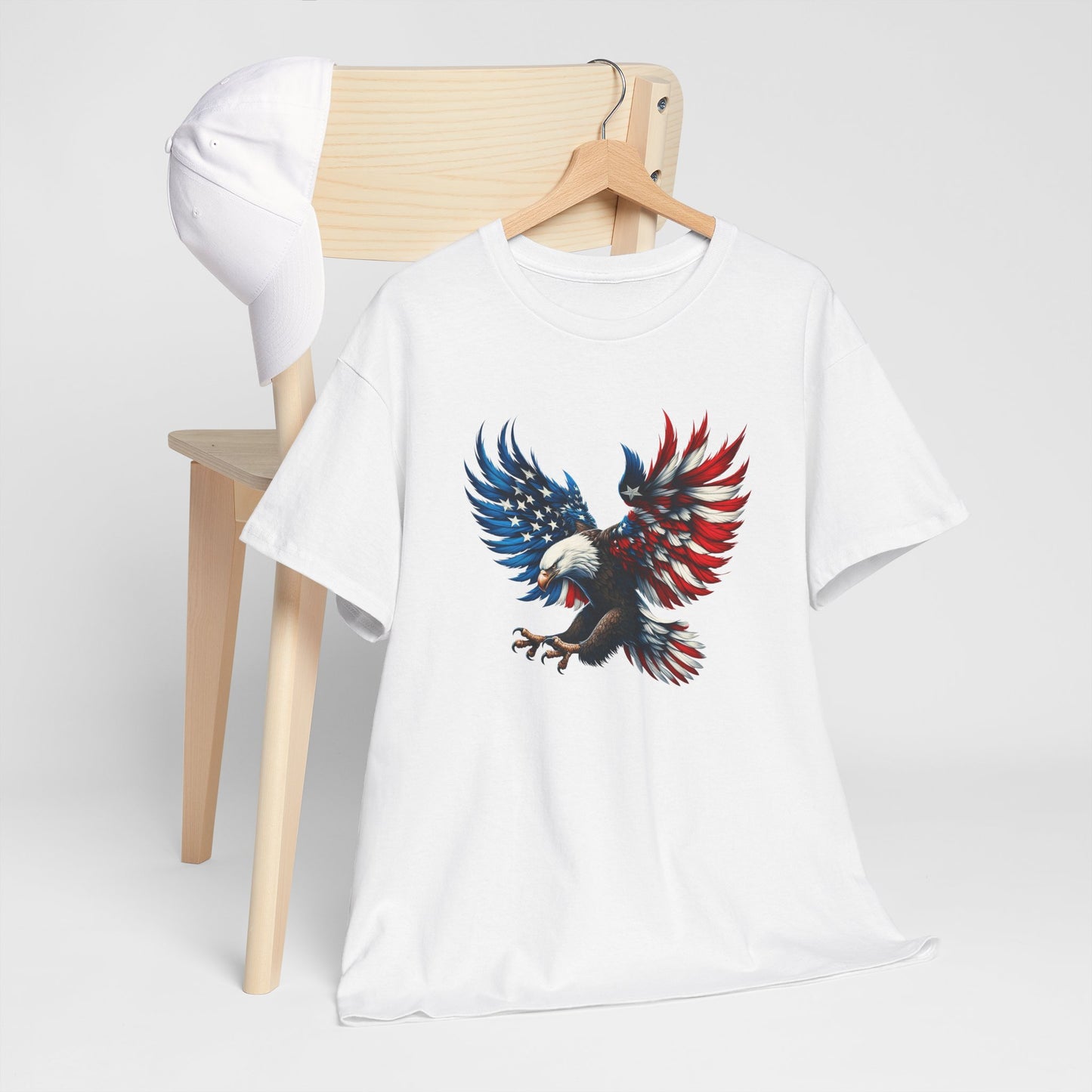 Princess Grace  Patriotic Eagle Unisex Heavy Cotton Tee  Bold USA Graphic Shirt