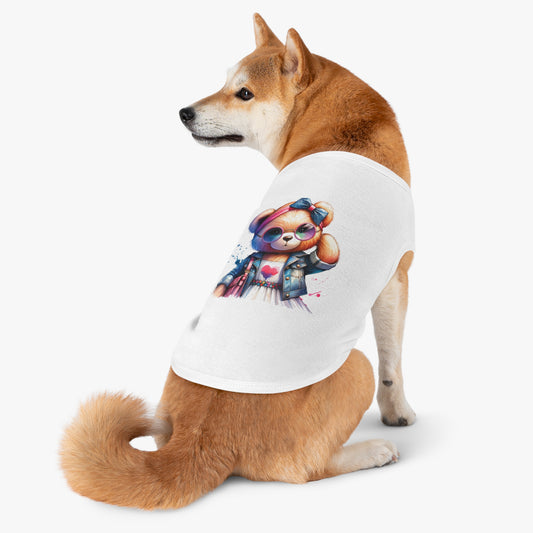 Princess Grace  CUTE  Bear Graphic Pet Tank Top  Stylish and Fun Dog Apparel