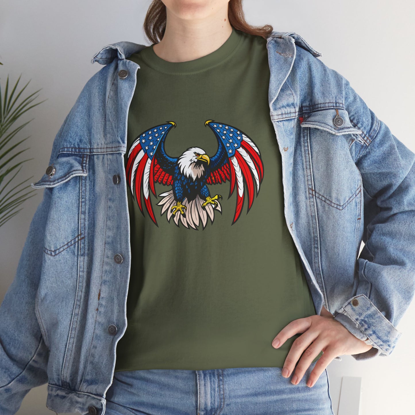 Princess Grace  Patriotic Eagle Unisex Heavy Cotton Tee 4th of July Graphic T-Shirt