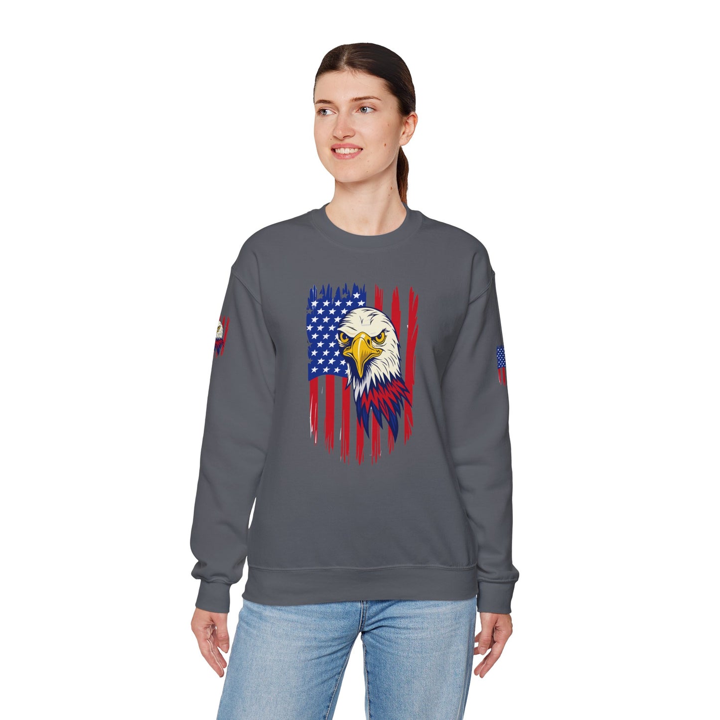 Princess Grace Patriotic Eagle Crewneck Sweatshirt Unisex Heavy Blend
