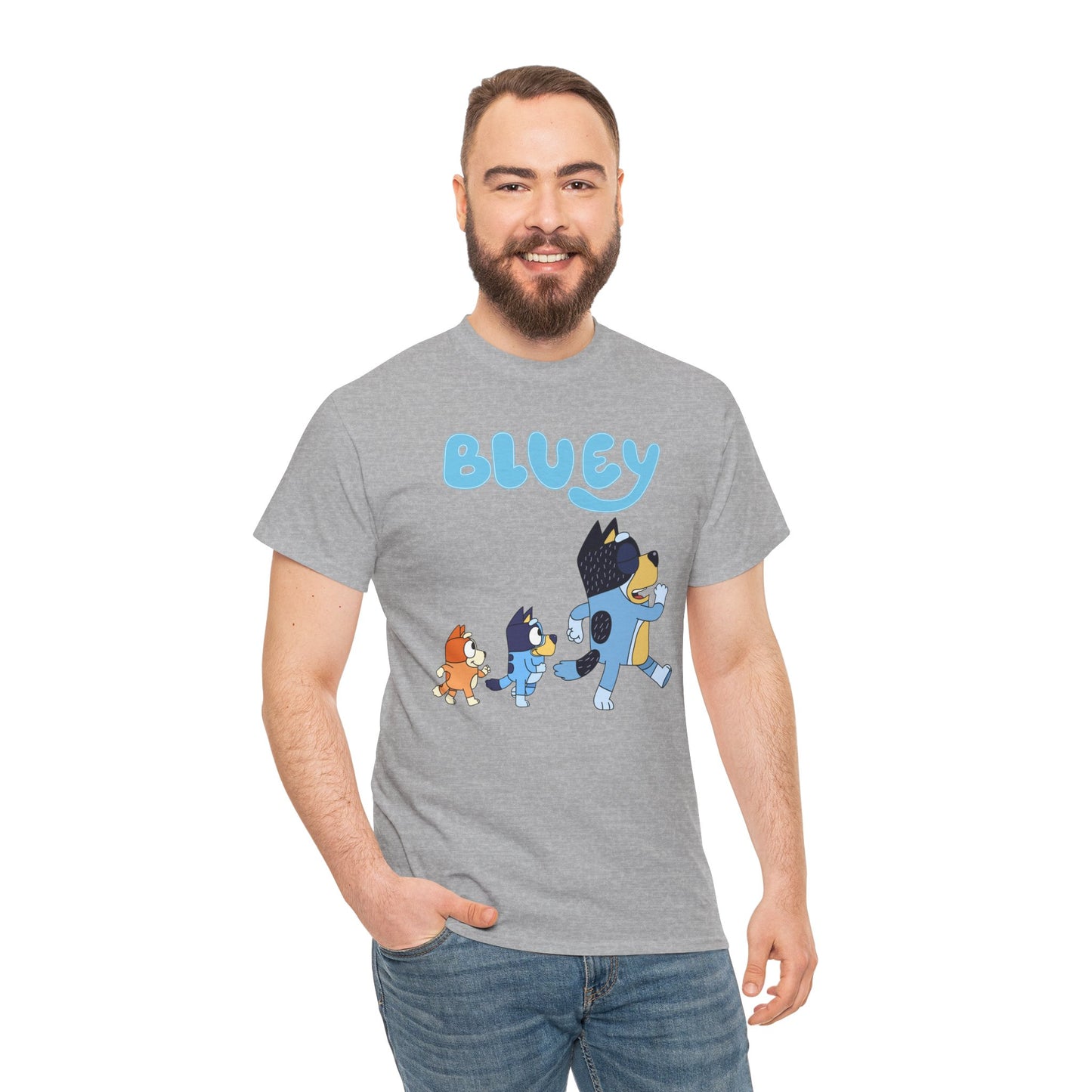 Princess Grace  Bluey Unisex Heavy Cotton Tee  Cute Cartoon T-Shirt for Kids and Adults