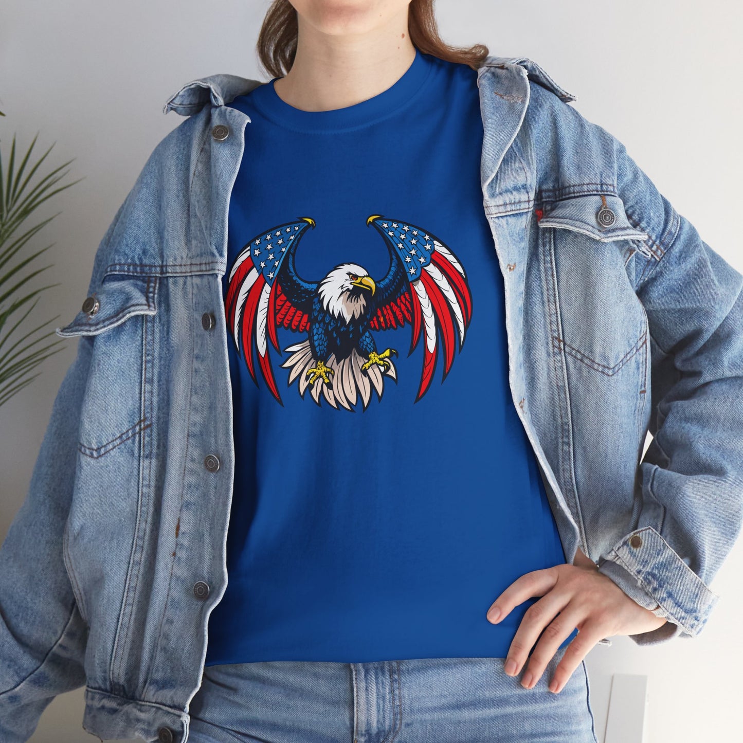 Princess Grace  Patriotic Eagle Unisex Heavy Cotton Tee 4th of July Graphic T-Shirt