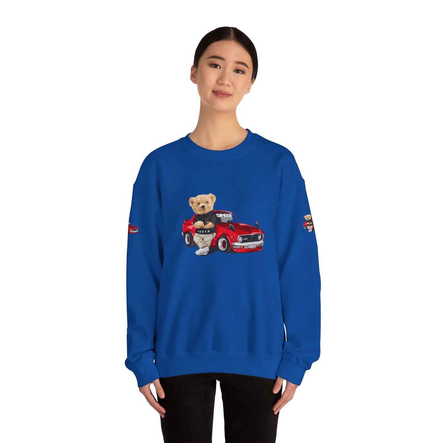 Princess Grace  Cute Bear Vintage Car Sweatshirt Unisex Heavy Blend Crewneck