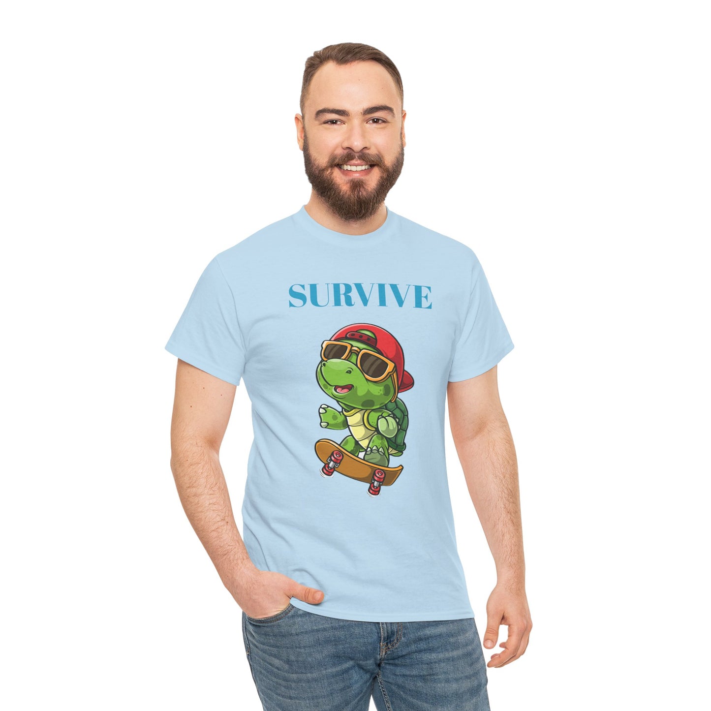 Princess Grace  Cool Skateboarding Turtle Tee "Survive" Unisex Cotton T-Shirt for Fun Lovers