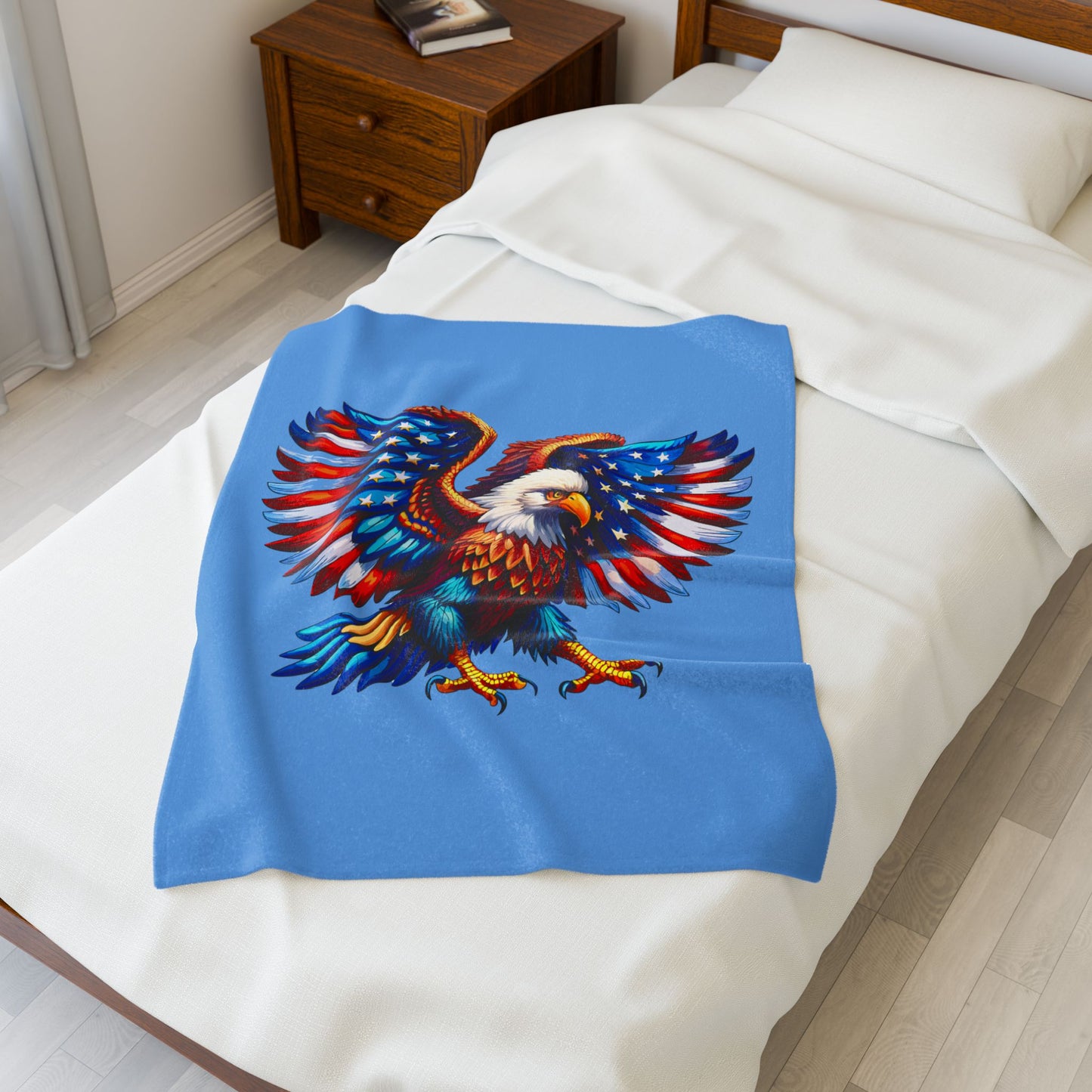 Princess Grace  Patriotic Eagle Velveteen Plush Blanket  Cozy Throw for Fourth of July & Celebrations