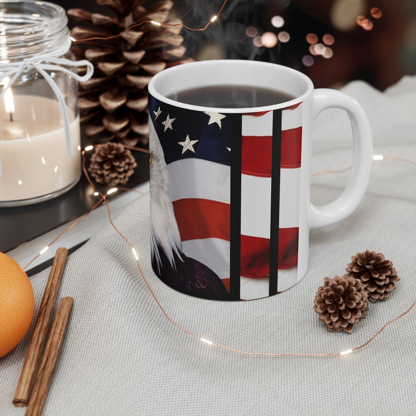 Princess Grace Patriotic Eagle Ceramic Mug, Perfect for Father's Day, Independence Day, Home Office Decor, Gift for Veterans, USA Lover