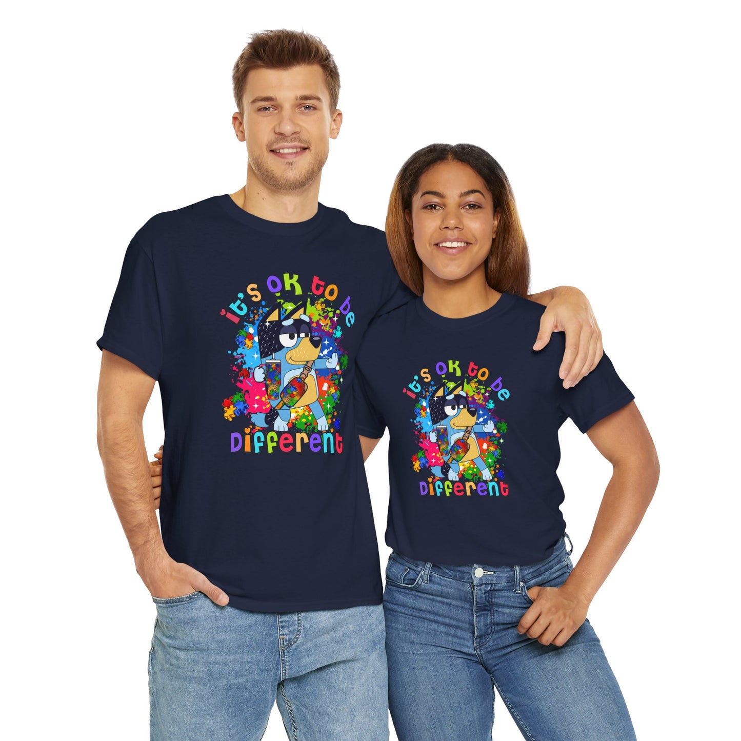 Princess Grace  Bluey  Unisex Heavy Cotton Tee  "It's OK to Be Different" - Colorful Graphic T-Shirt for Self-Expression