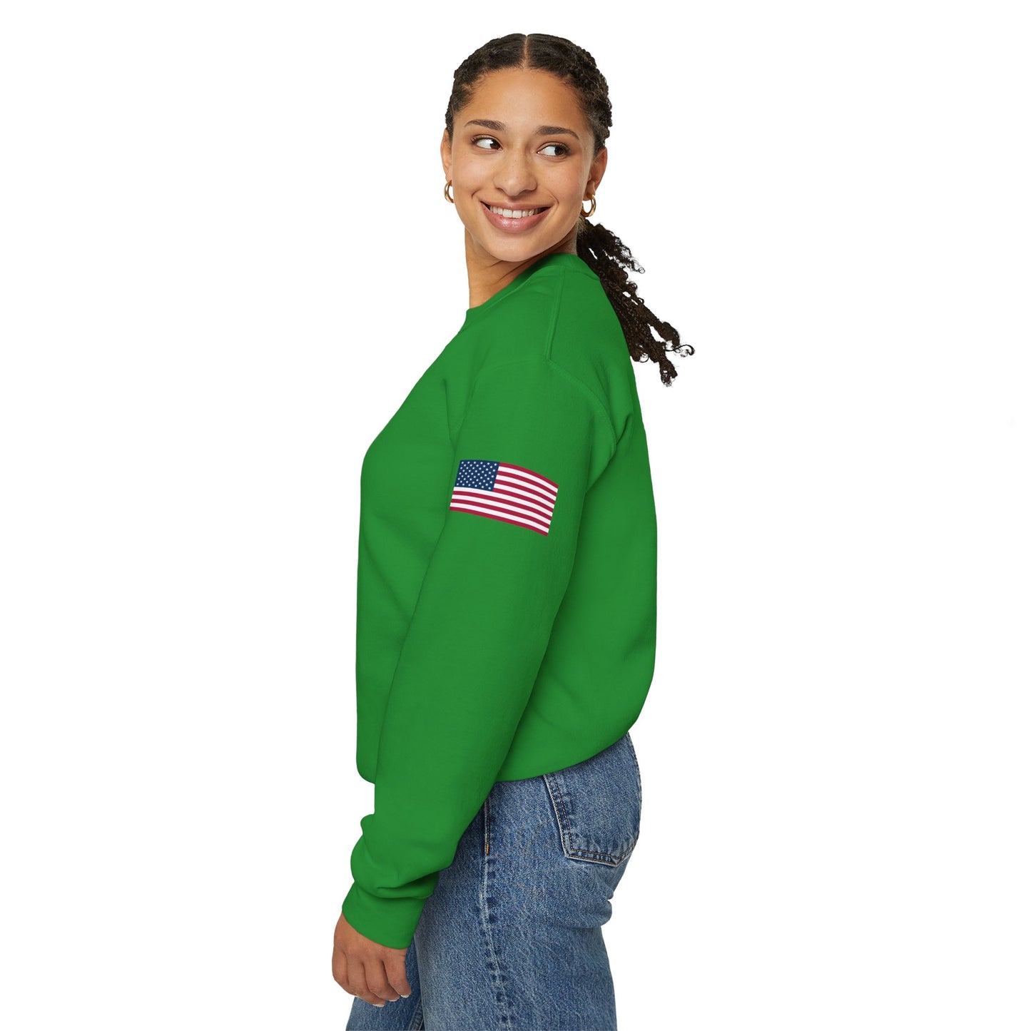 Princess Grace  Patriotic Unisex Crewneck Sweatshirt with American Flags