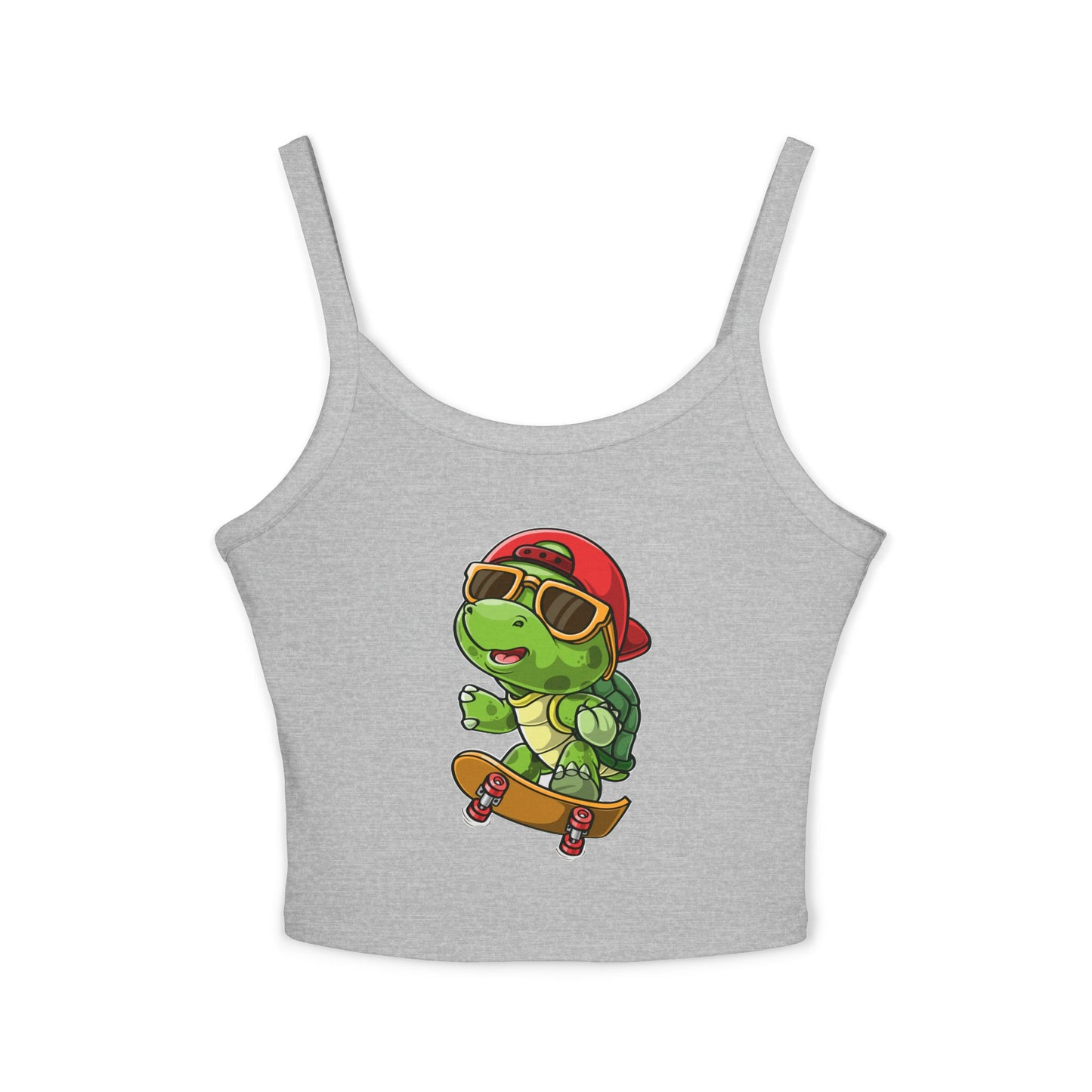 Princess Grace   Cute Cartoon Turtle Skateboarding Women's Spaghetti Strap Tank Top