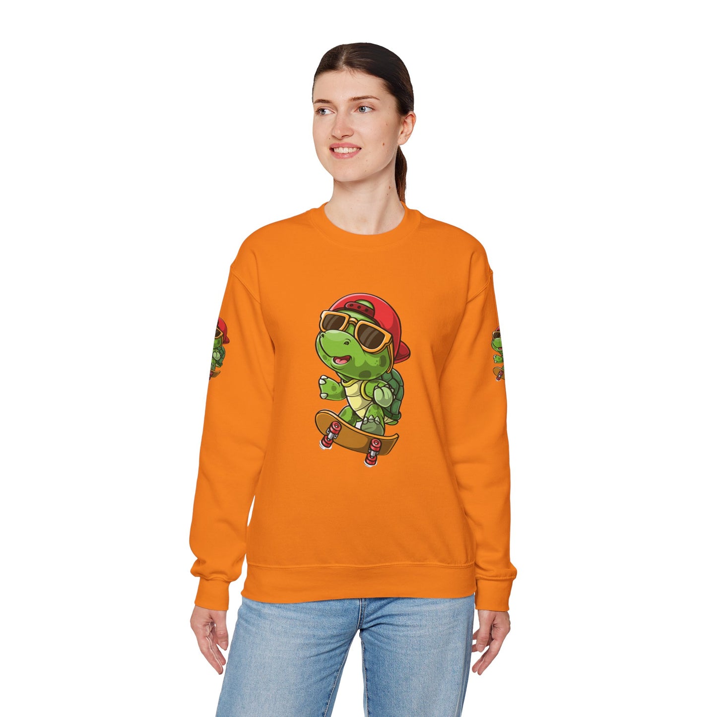 Princess Grace  Cool Turtle Skateboarding Crewneck Sweatshirt for Kids and Teens