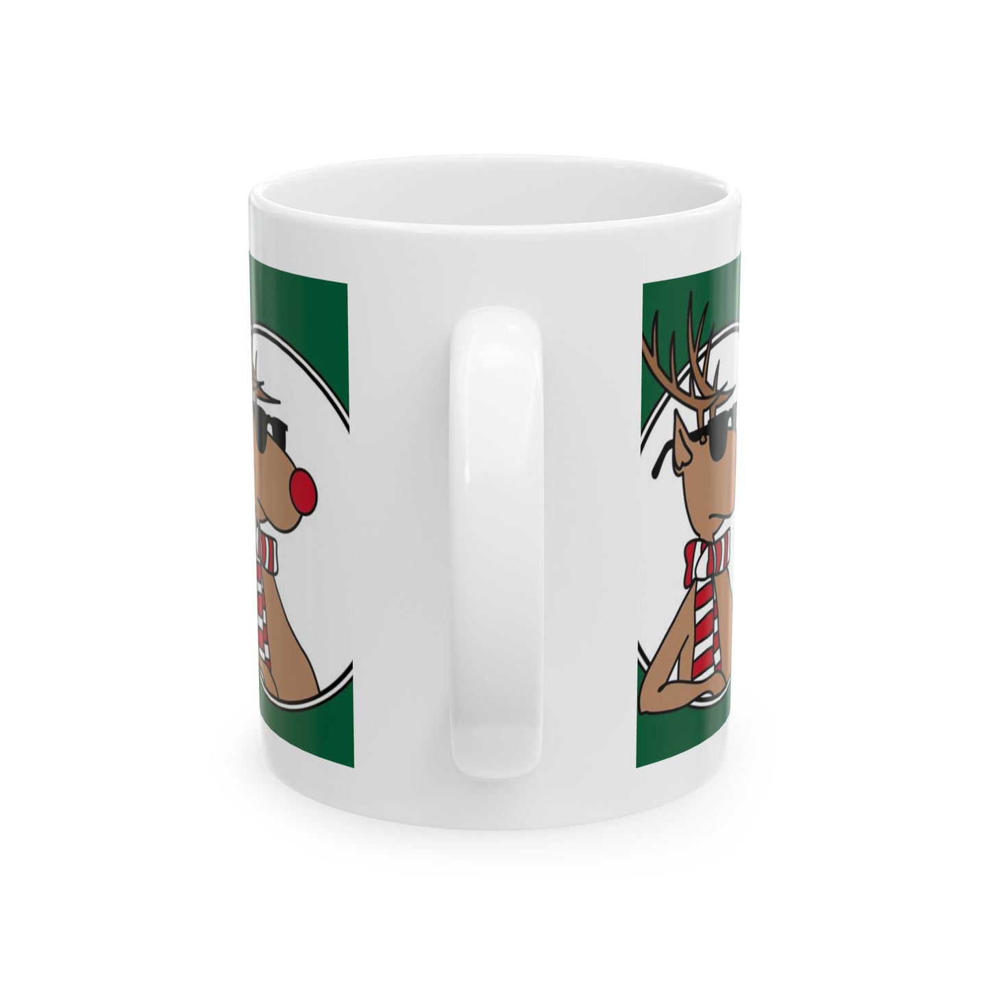 Princess Grace Cool Reindeer Ceramic Mug  Perfect for Holiday Cheer & Gift Giving